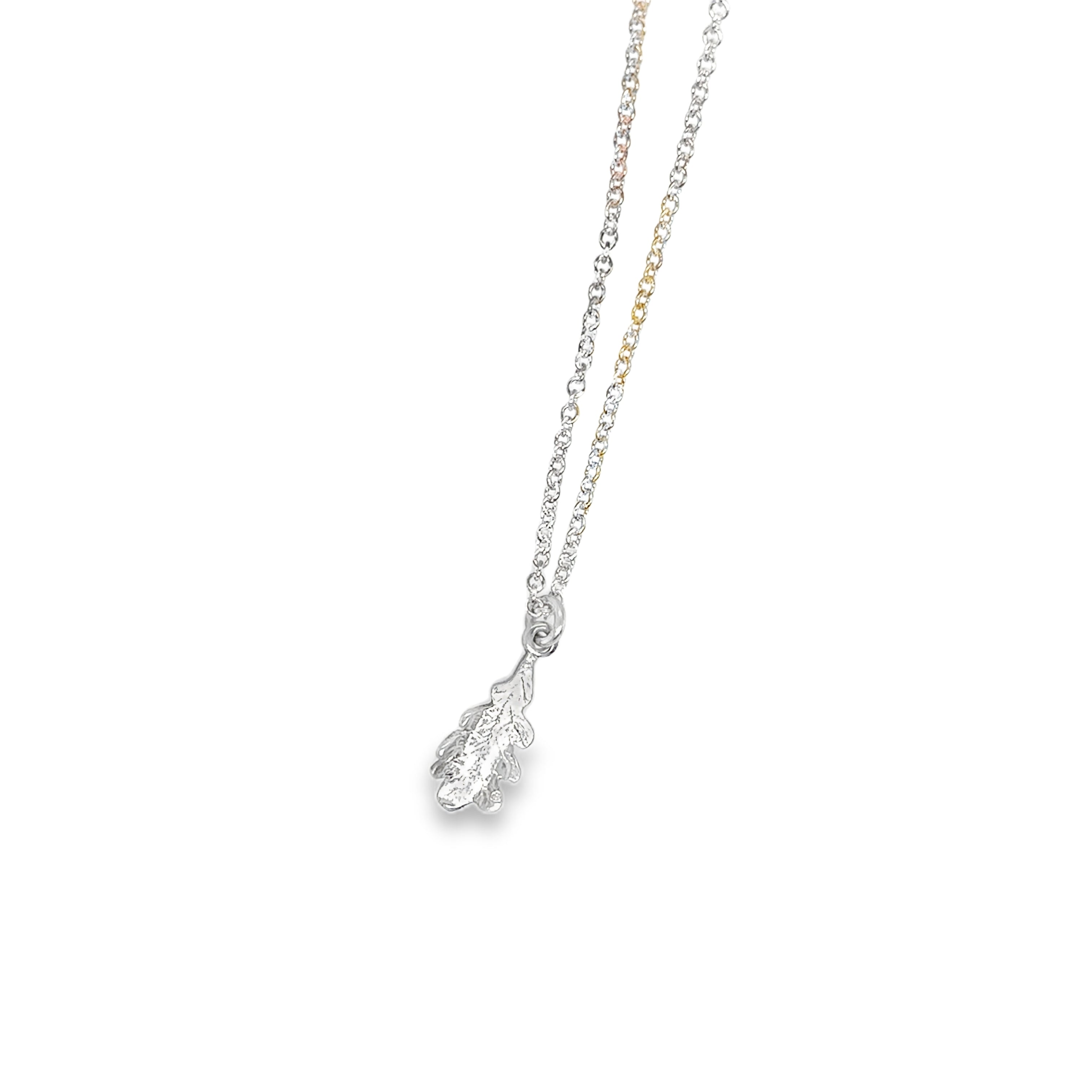 Small silver oak leaf necklace