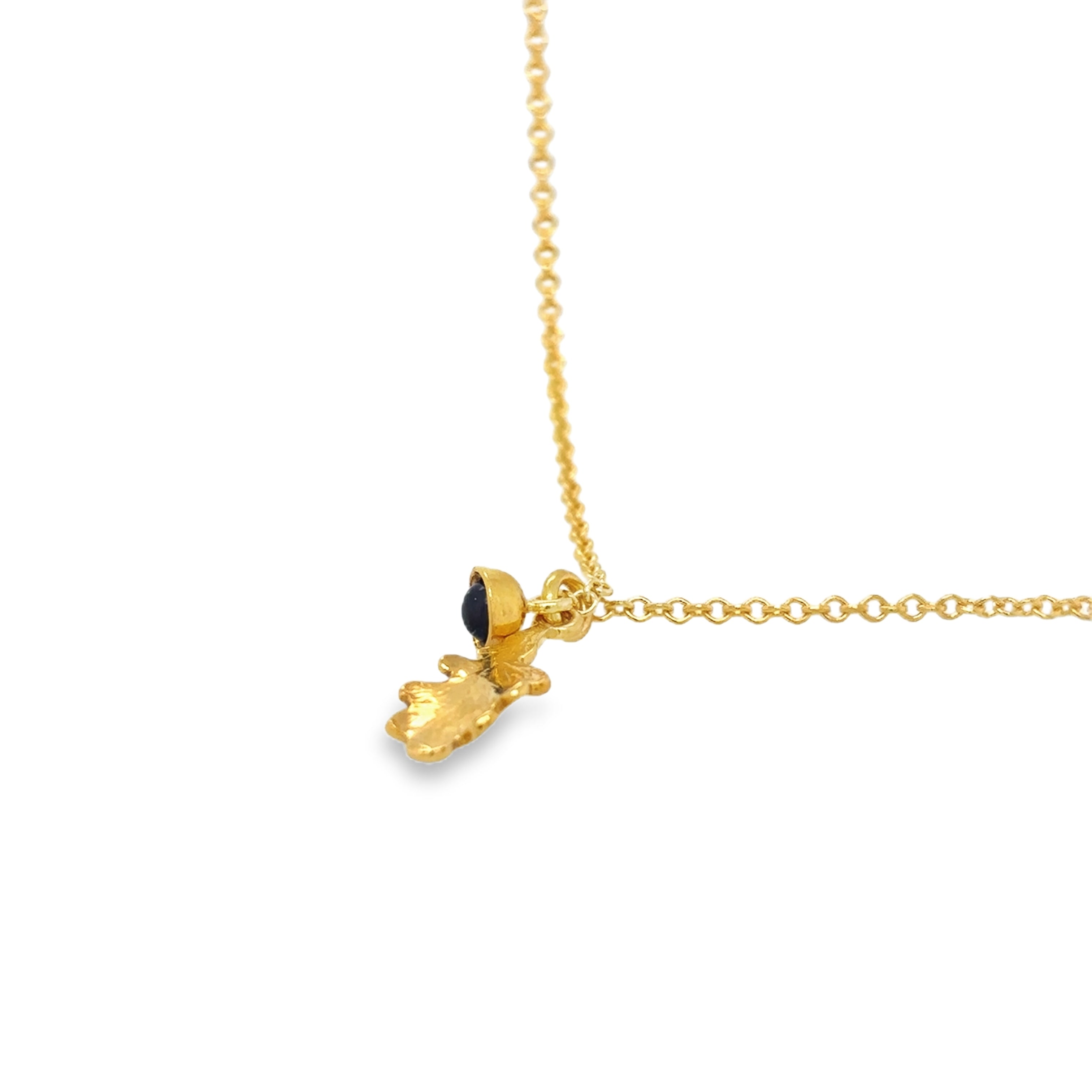 Small silver Gold Plated oak leaf with Black acorn pearl Necklace