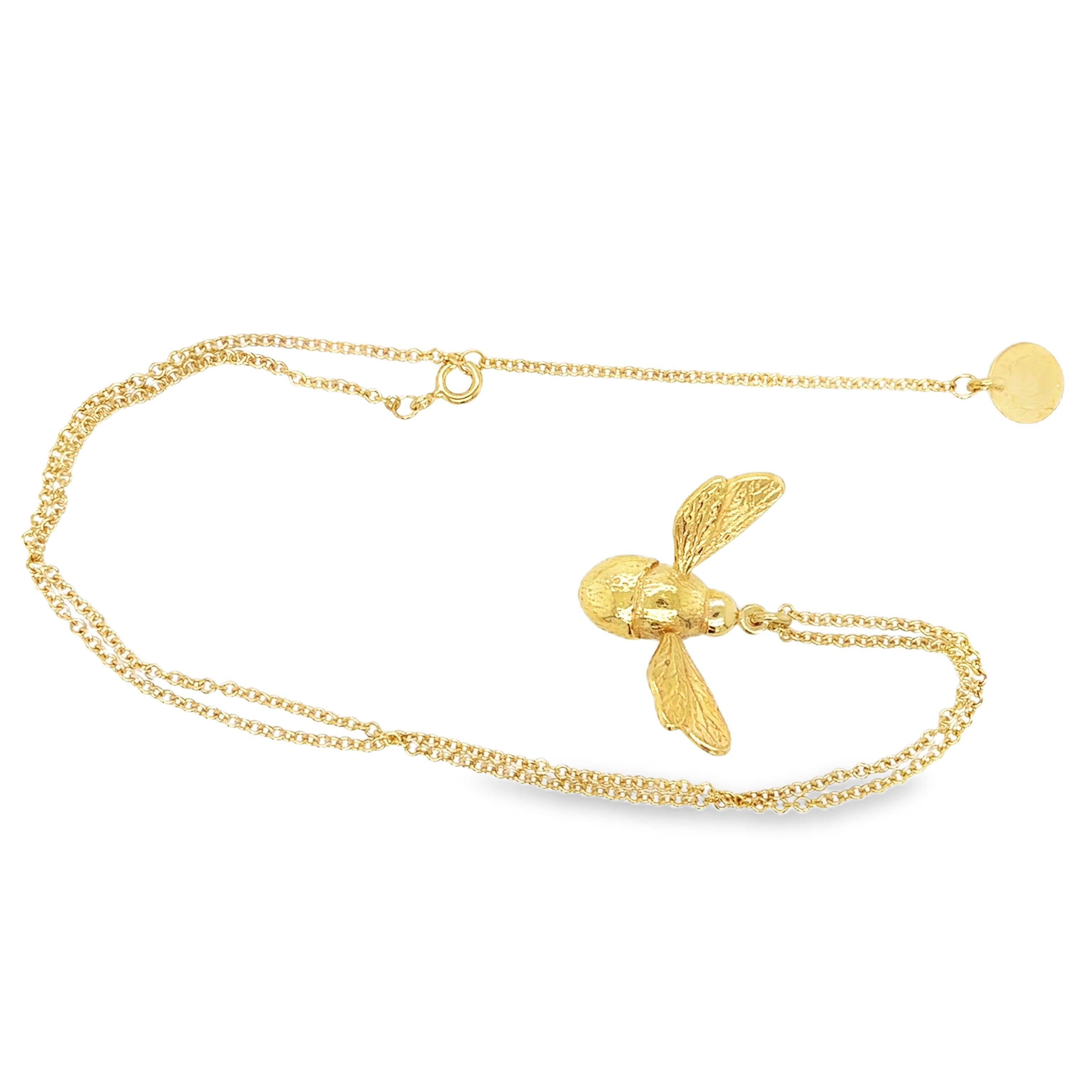 Large Silver Gold Plated Bumblebee Necklace