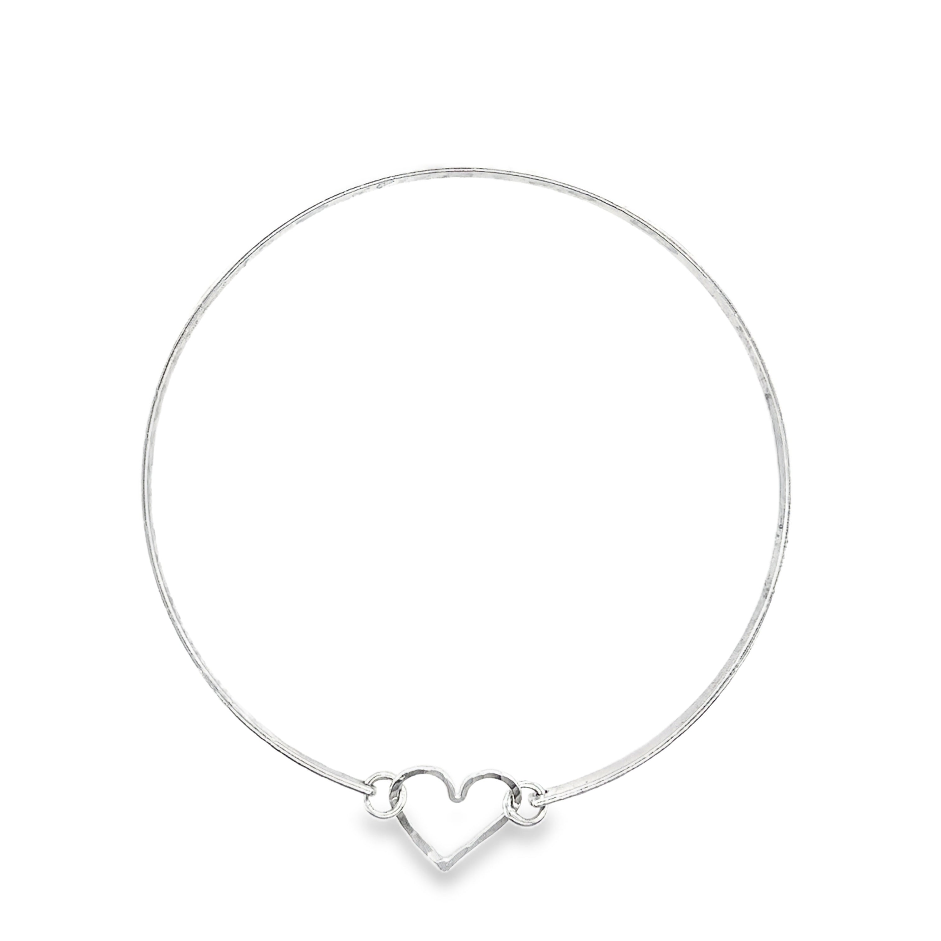 Single hammered textured silver Bangle