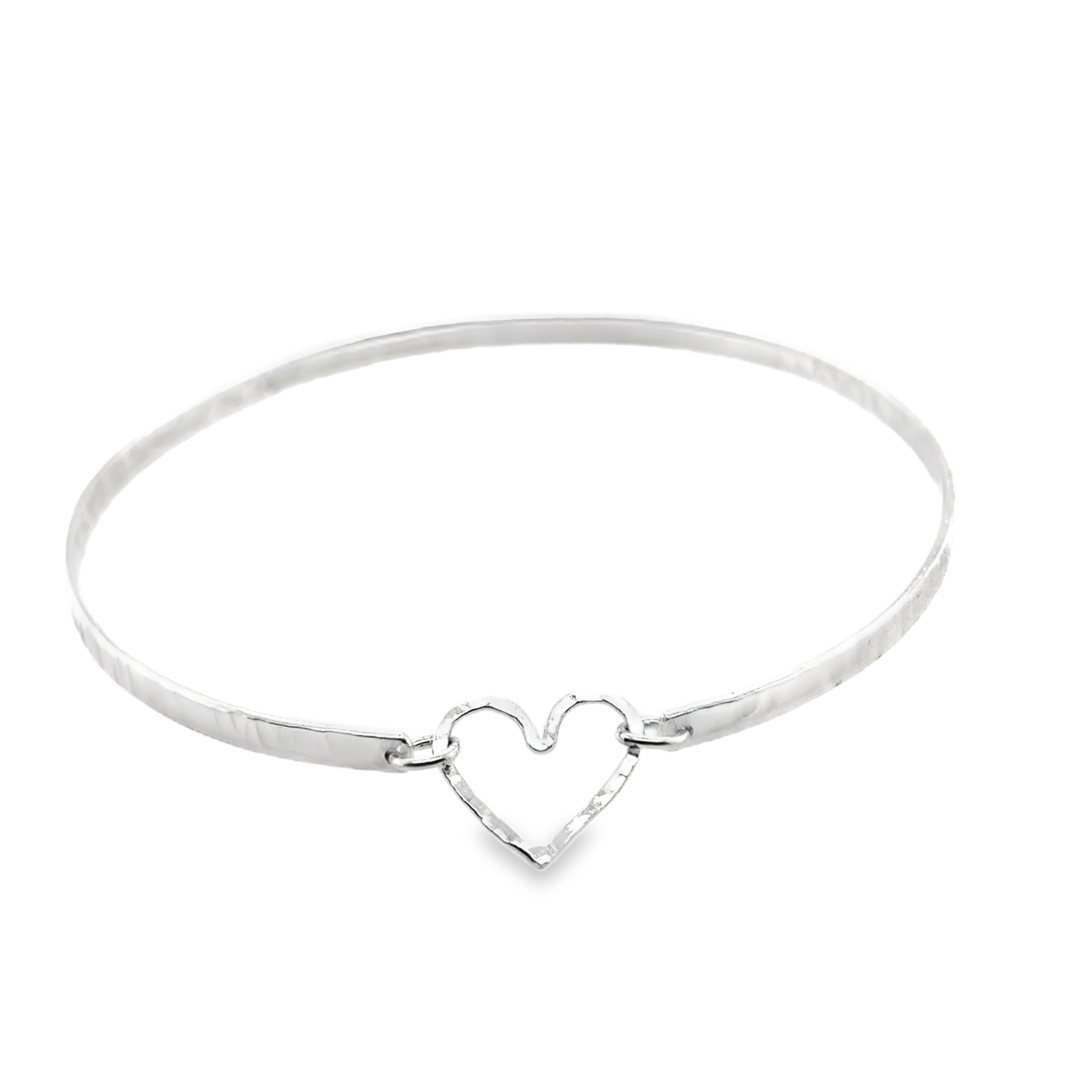 Single hammered textured silver Bangle