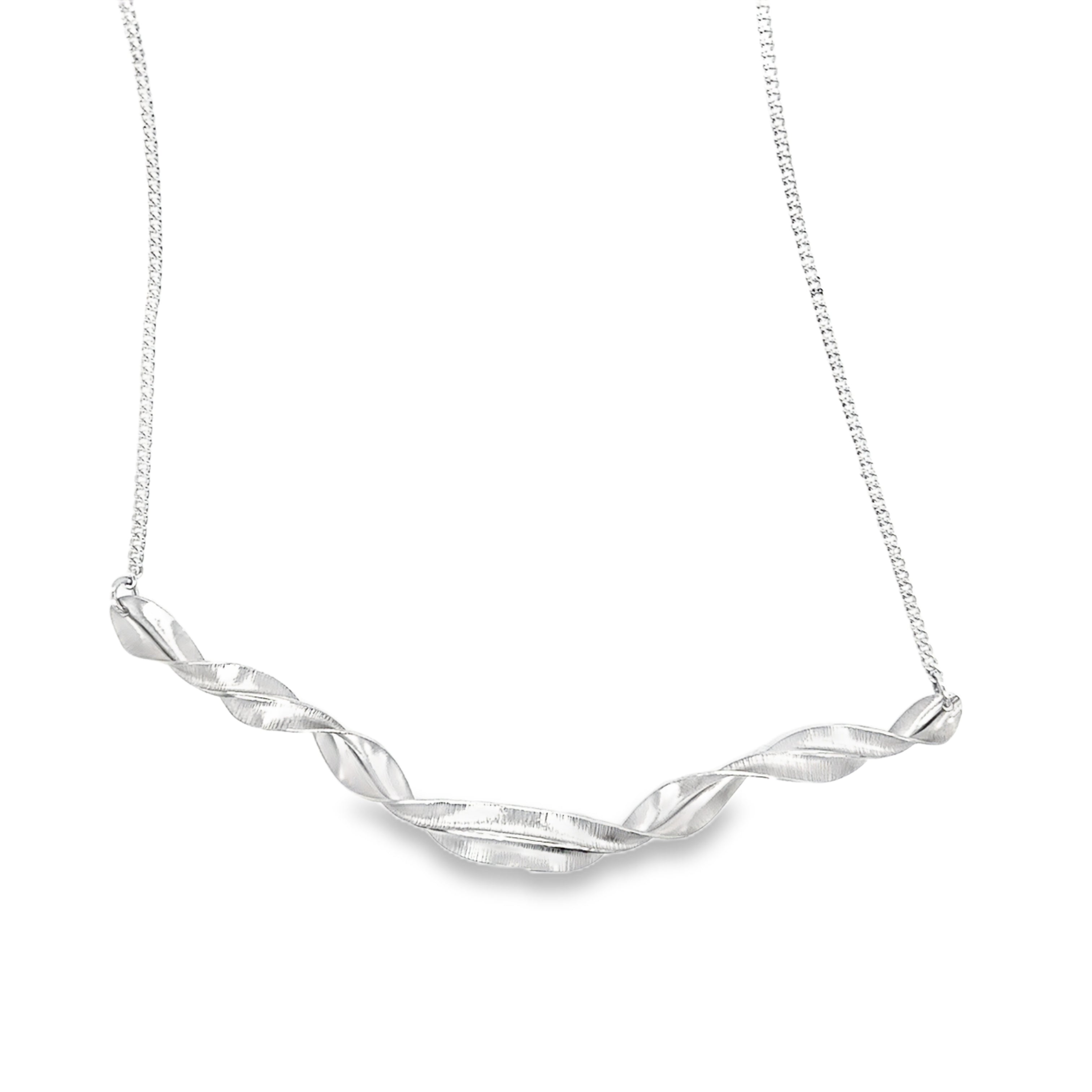 Spring Leaf Ribbon Twist Necklace