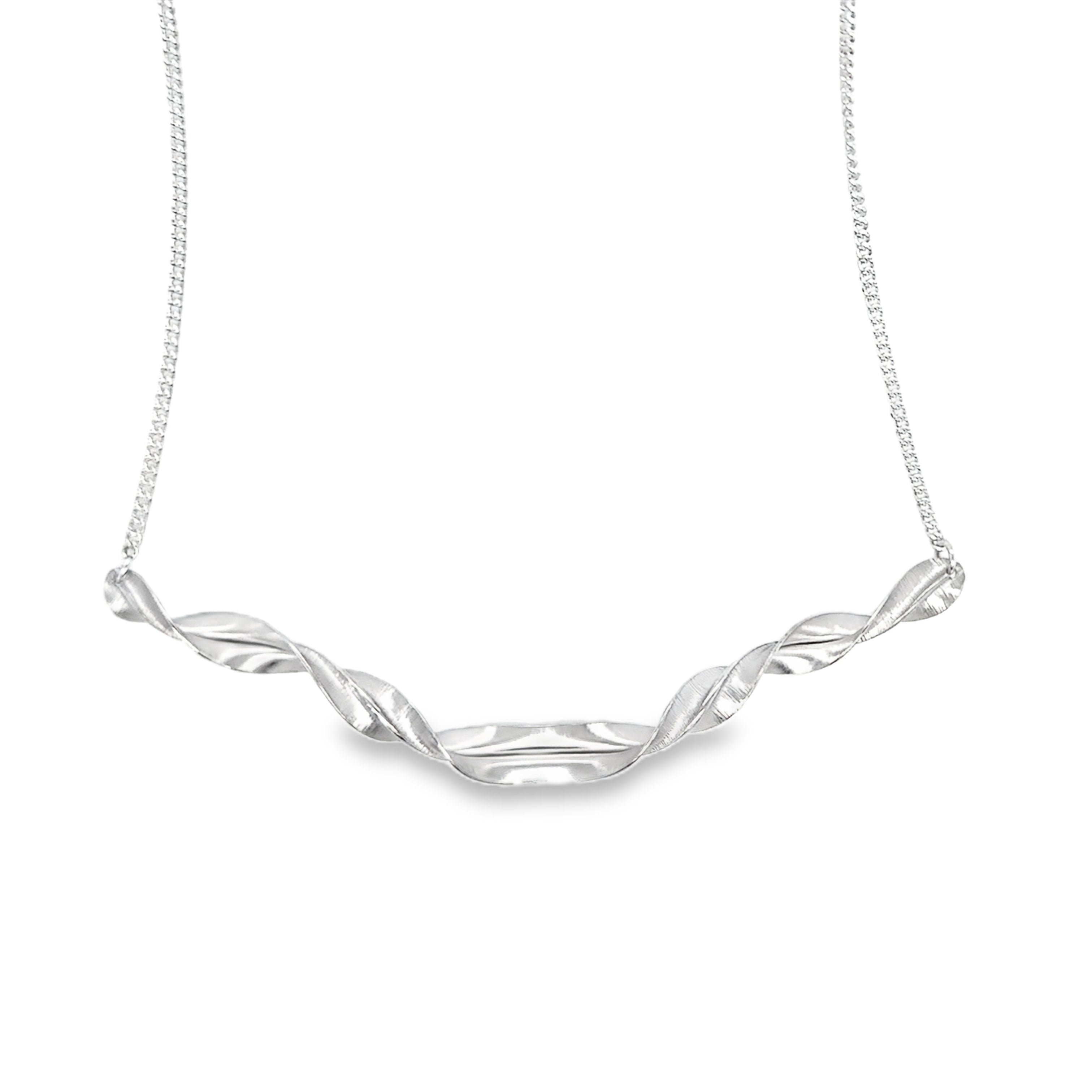 Spring Leaf Ribbon Twist Necklace