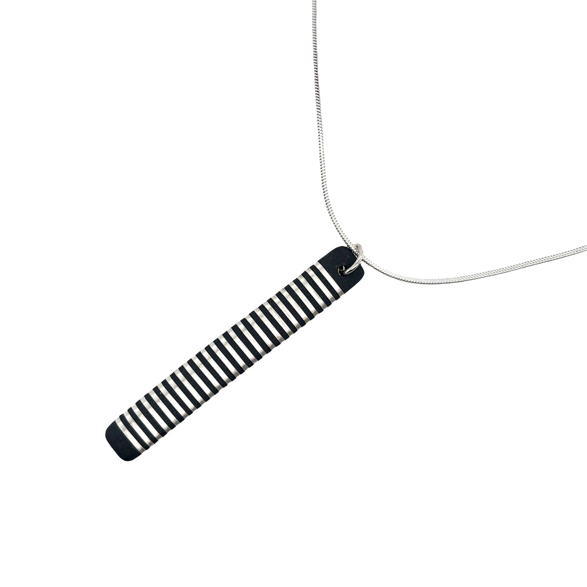 Black porcelain wrapped with sterling silver wire Necklace