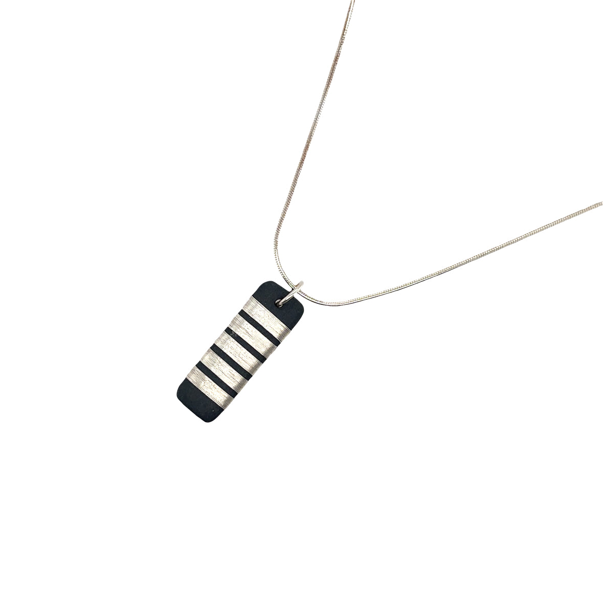 Black porcelain wrapped with sterling silver wire Necklace