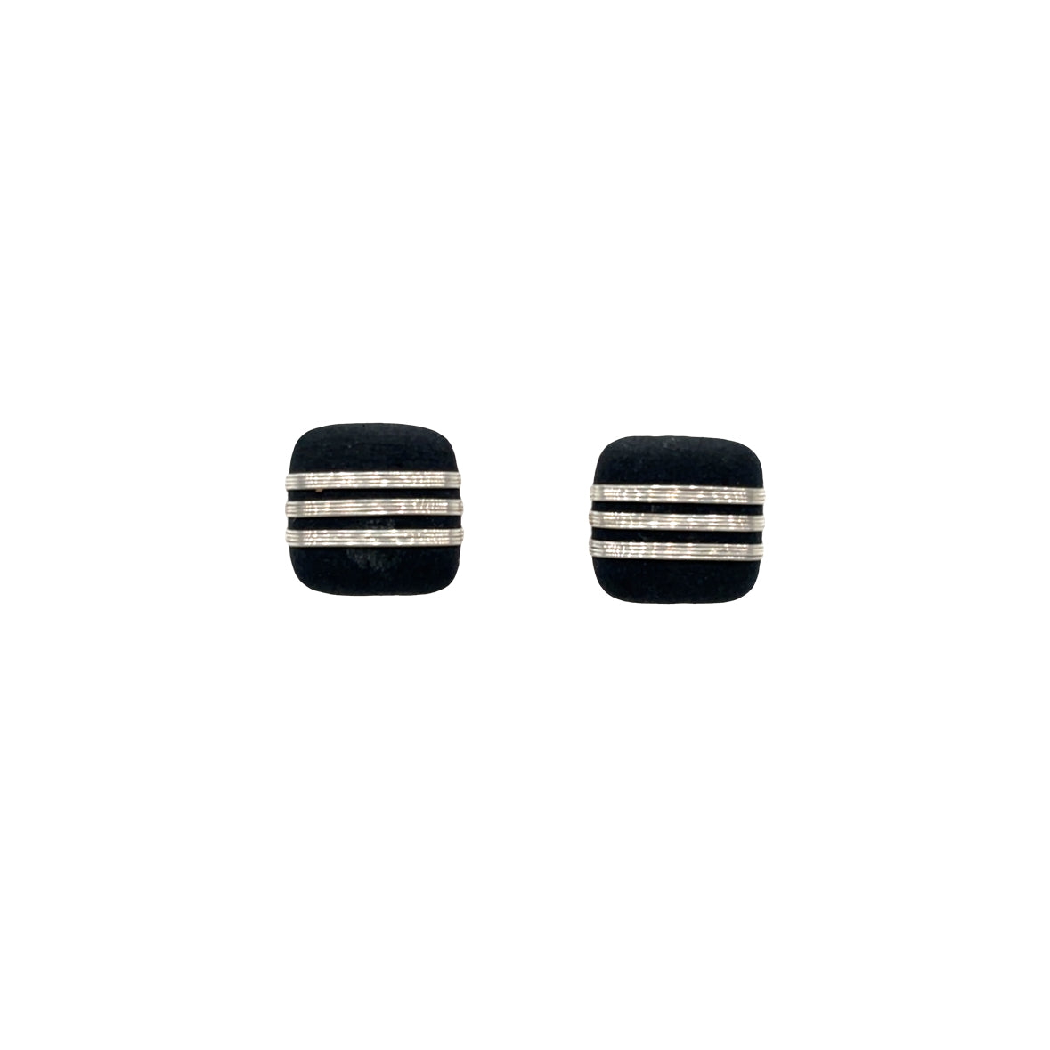 Black porcelain wrapped with Silver wire Earrings