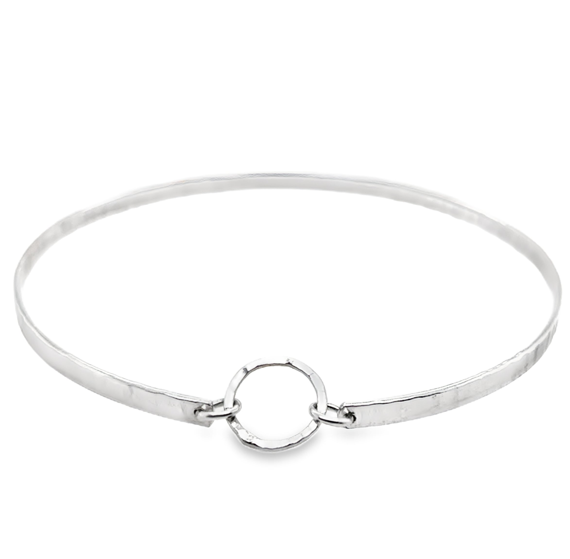 Single hammered textured silver bangle