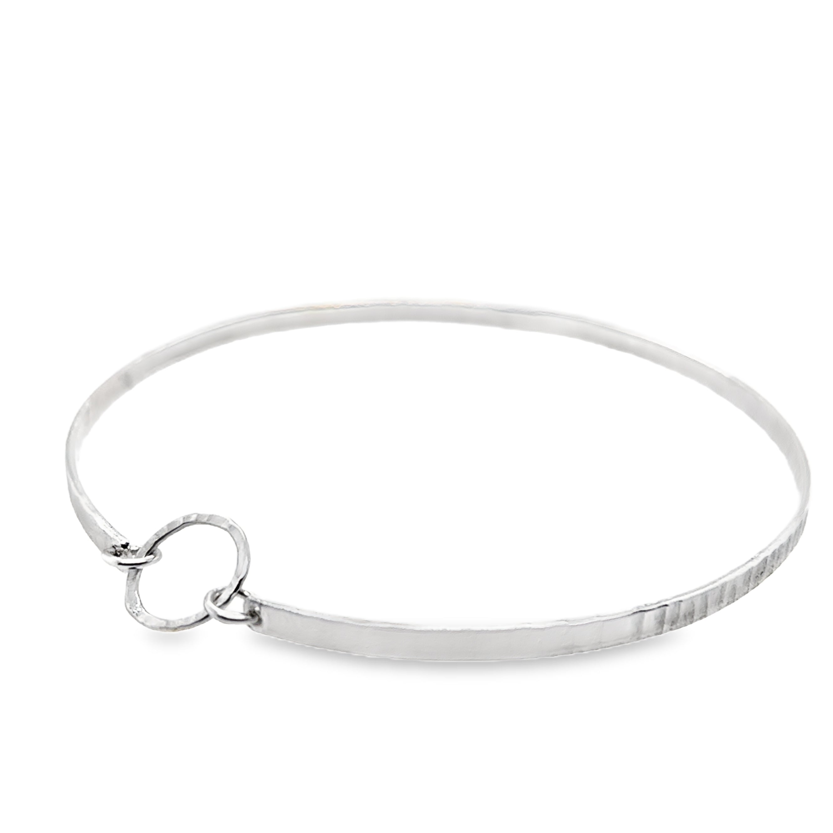 Single hammered textured silver bangle