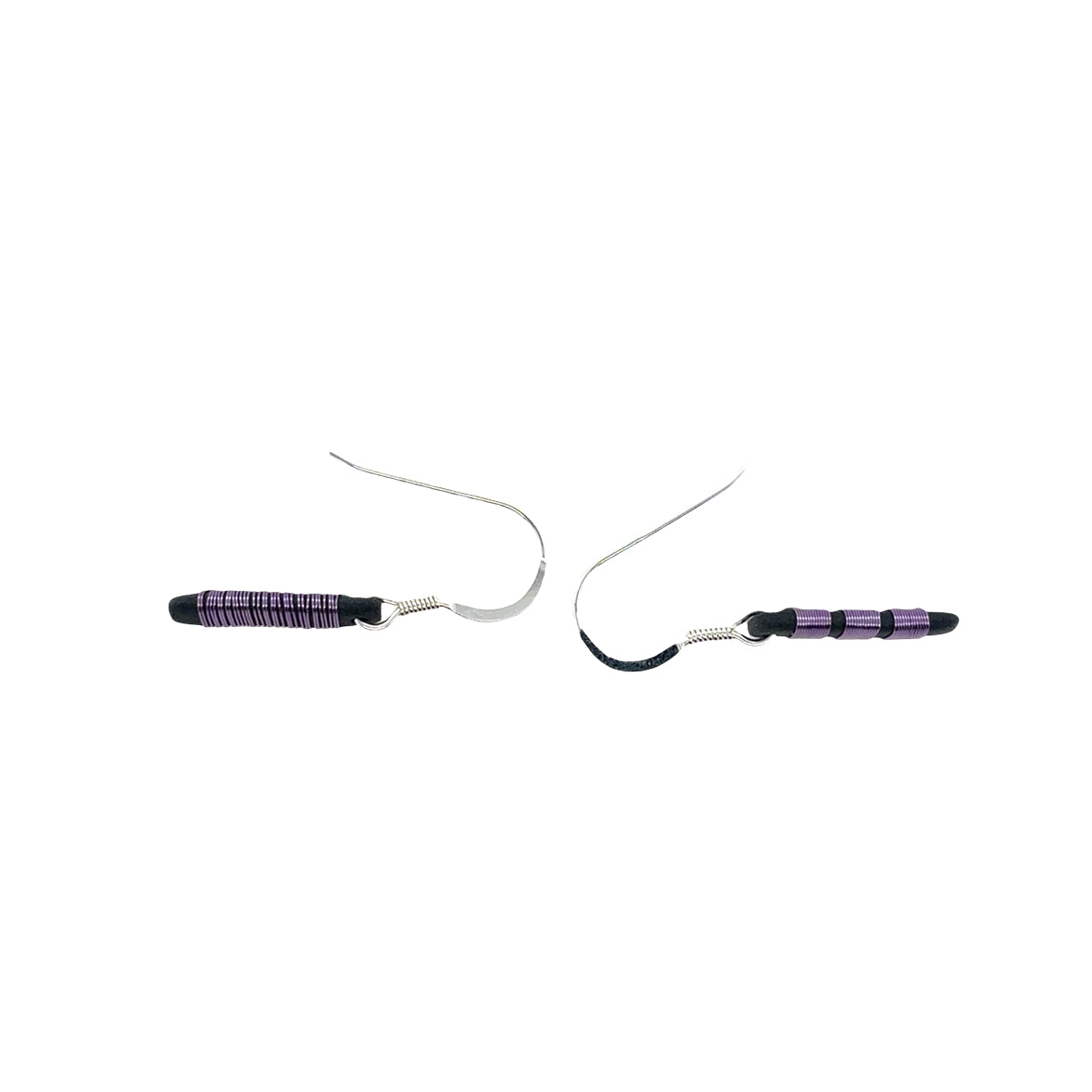 Black porcelain wrapped with Lilac Silver wire Earrings