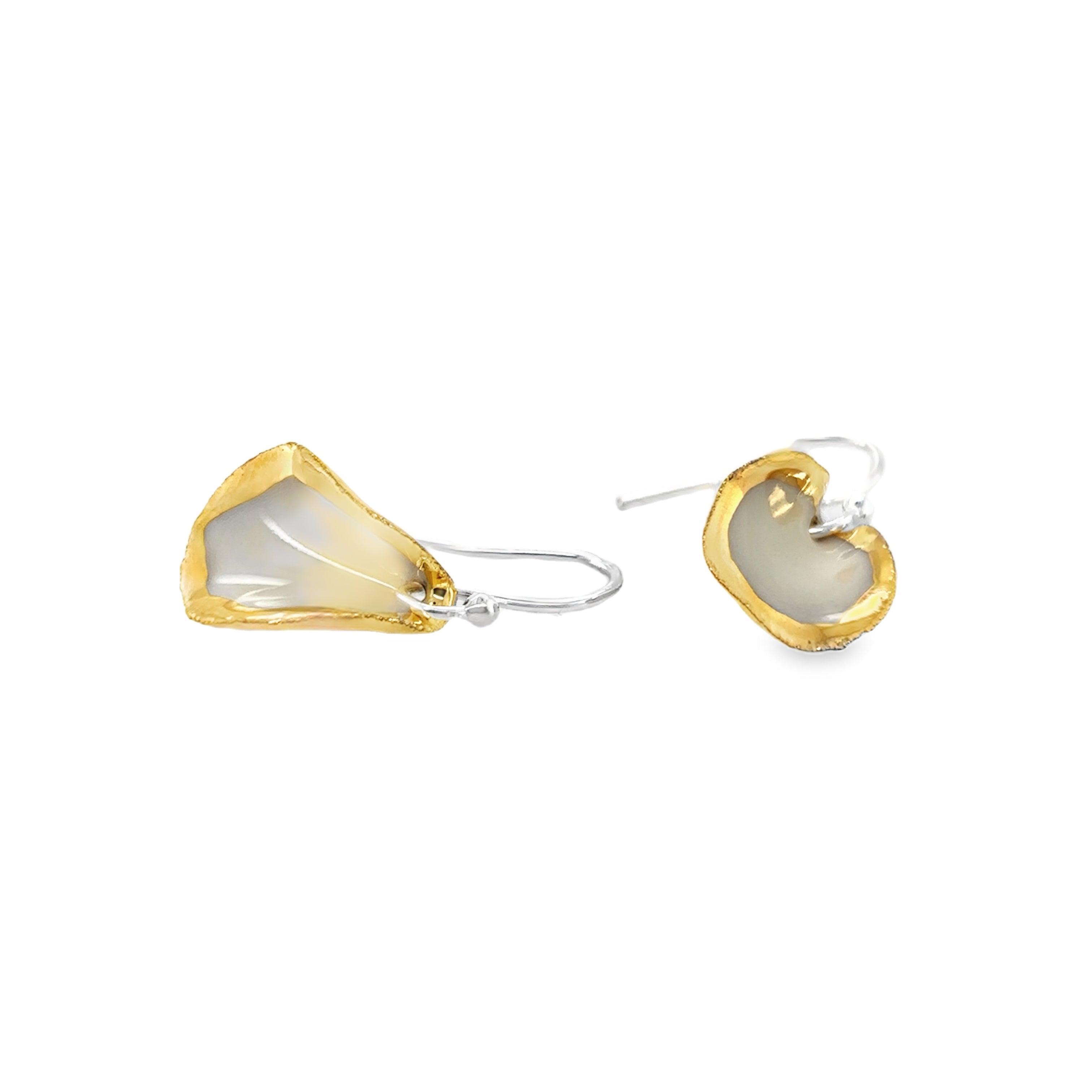 Porcelain petals Earrings decorated with gold lustre