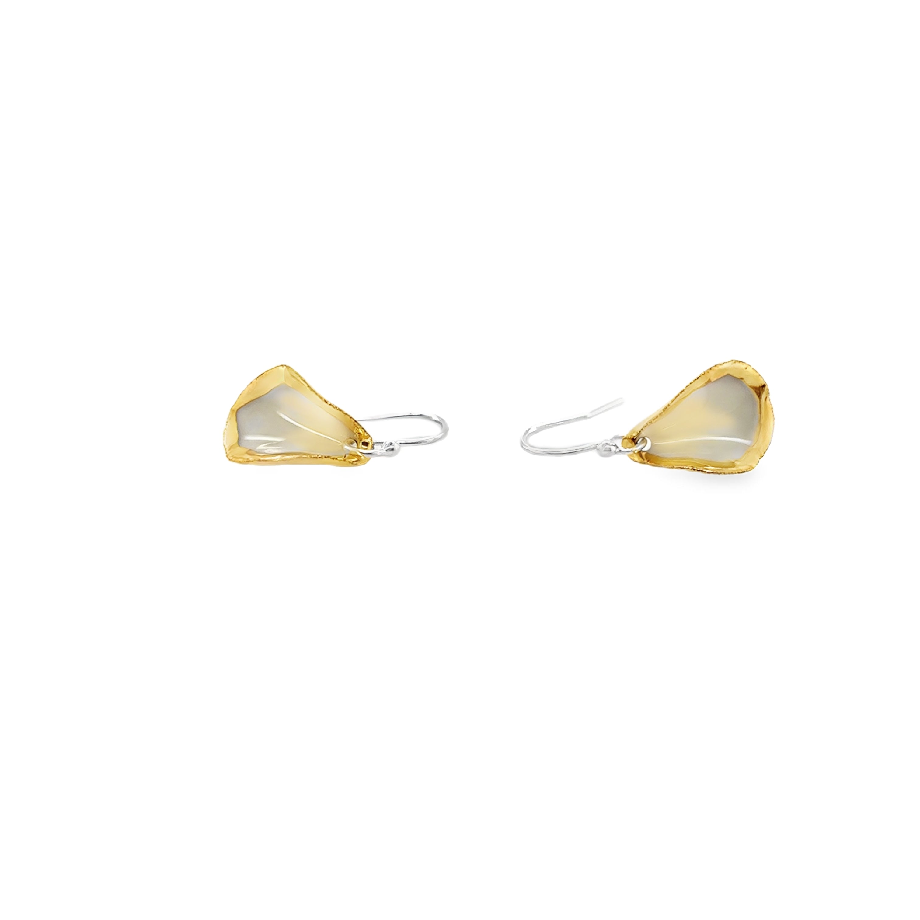 Porcelain petals Earrings decorated with gold lustre