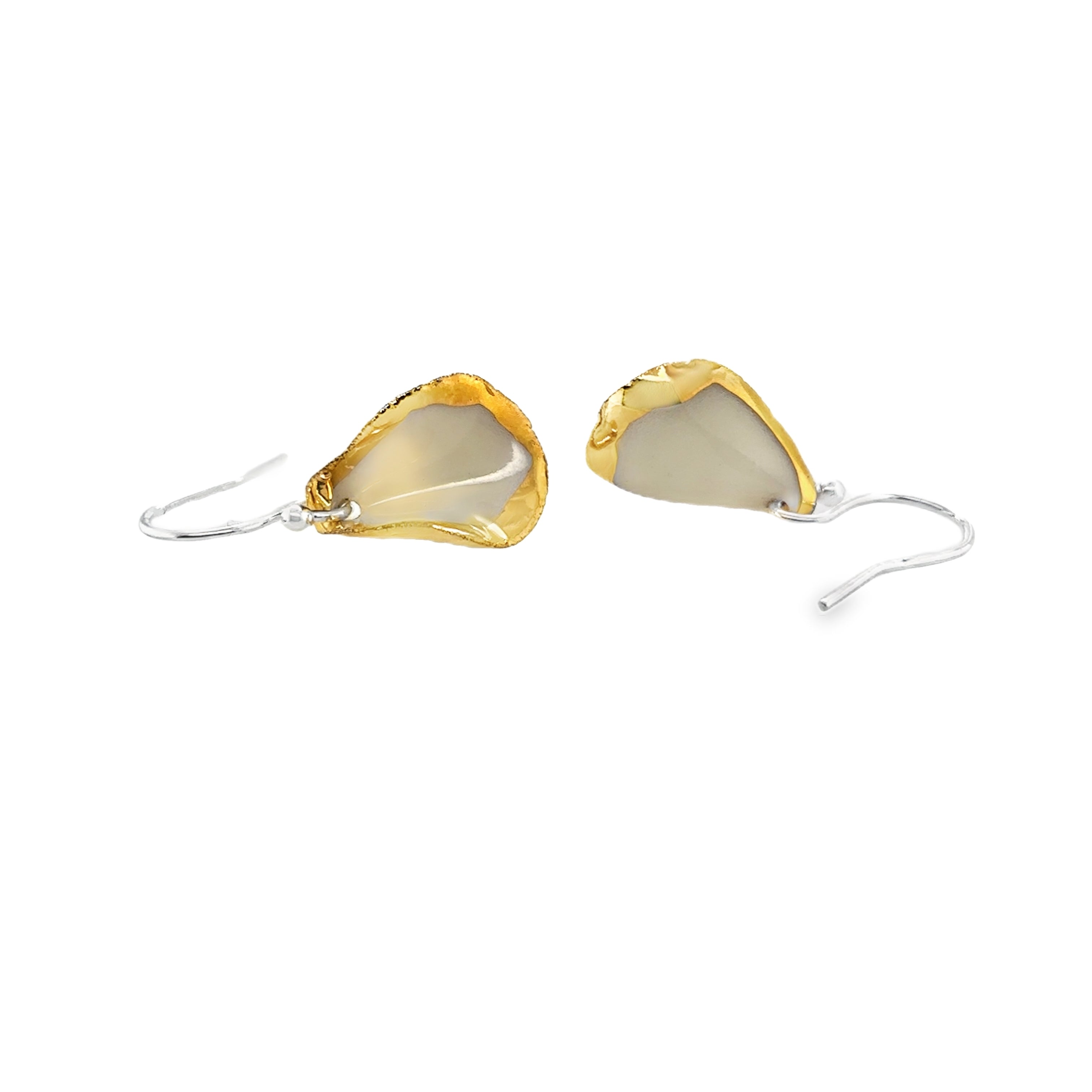Porcelain petals Earrings decorated with gold lustre