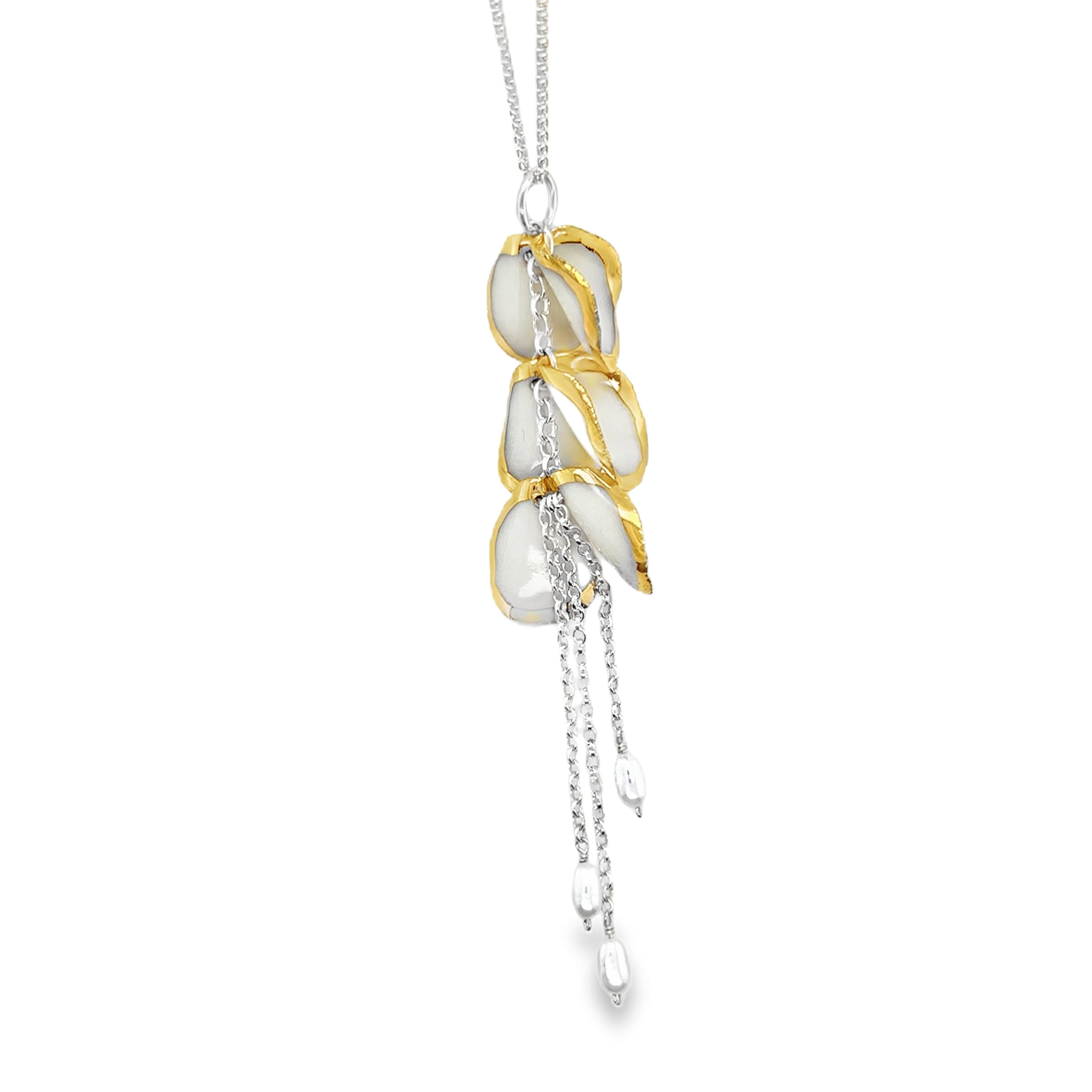Porcelain petals decorated with gold lustre Necklace