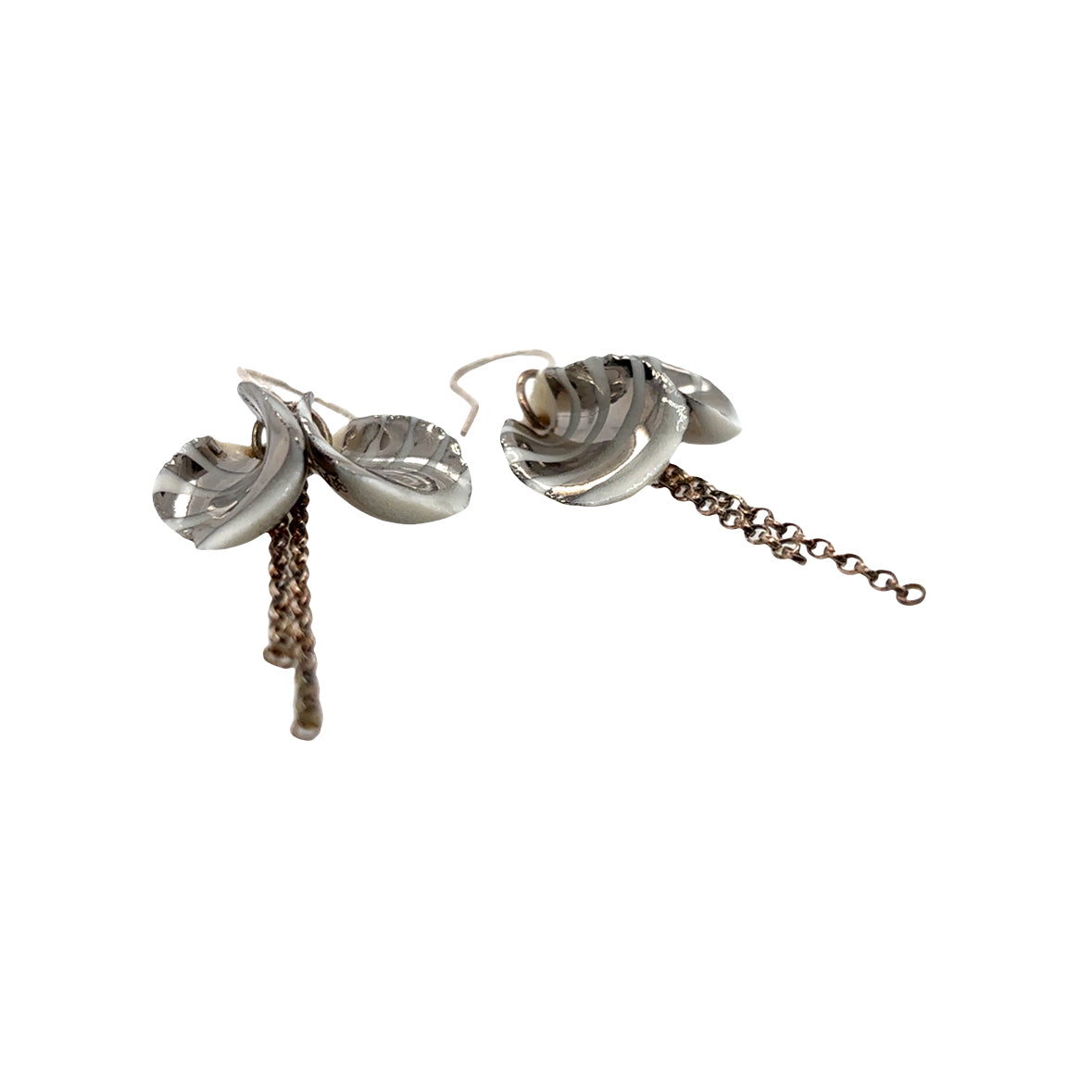 Porcelain petals Earrings decorated with Platinum lustre