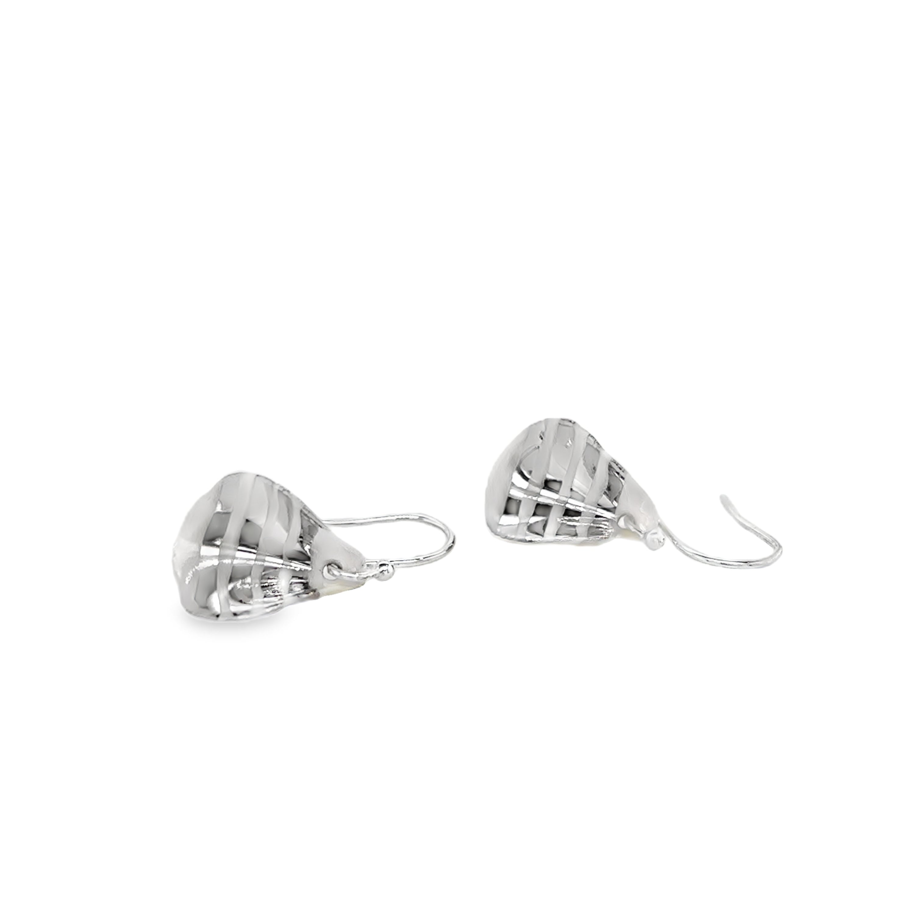 Porcelain petals Earrings decorated with Platinum lustre