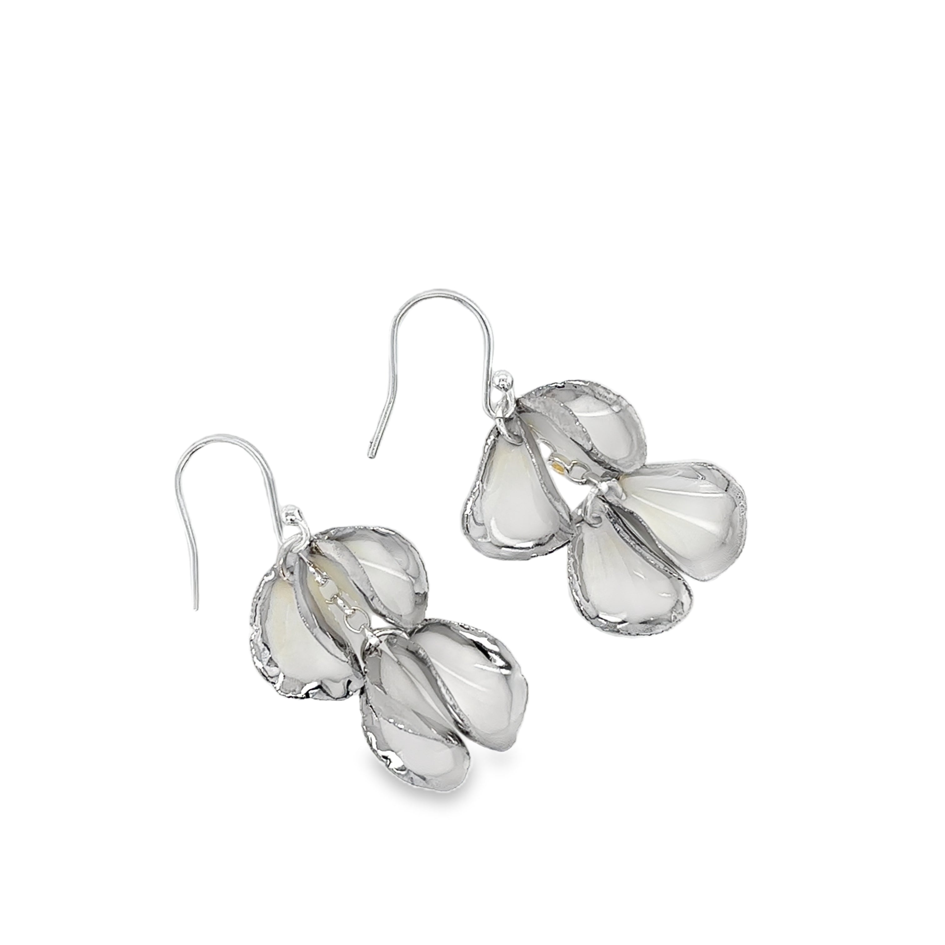 Porcelain petals Earrings decorated with Platinum lustre