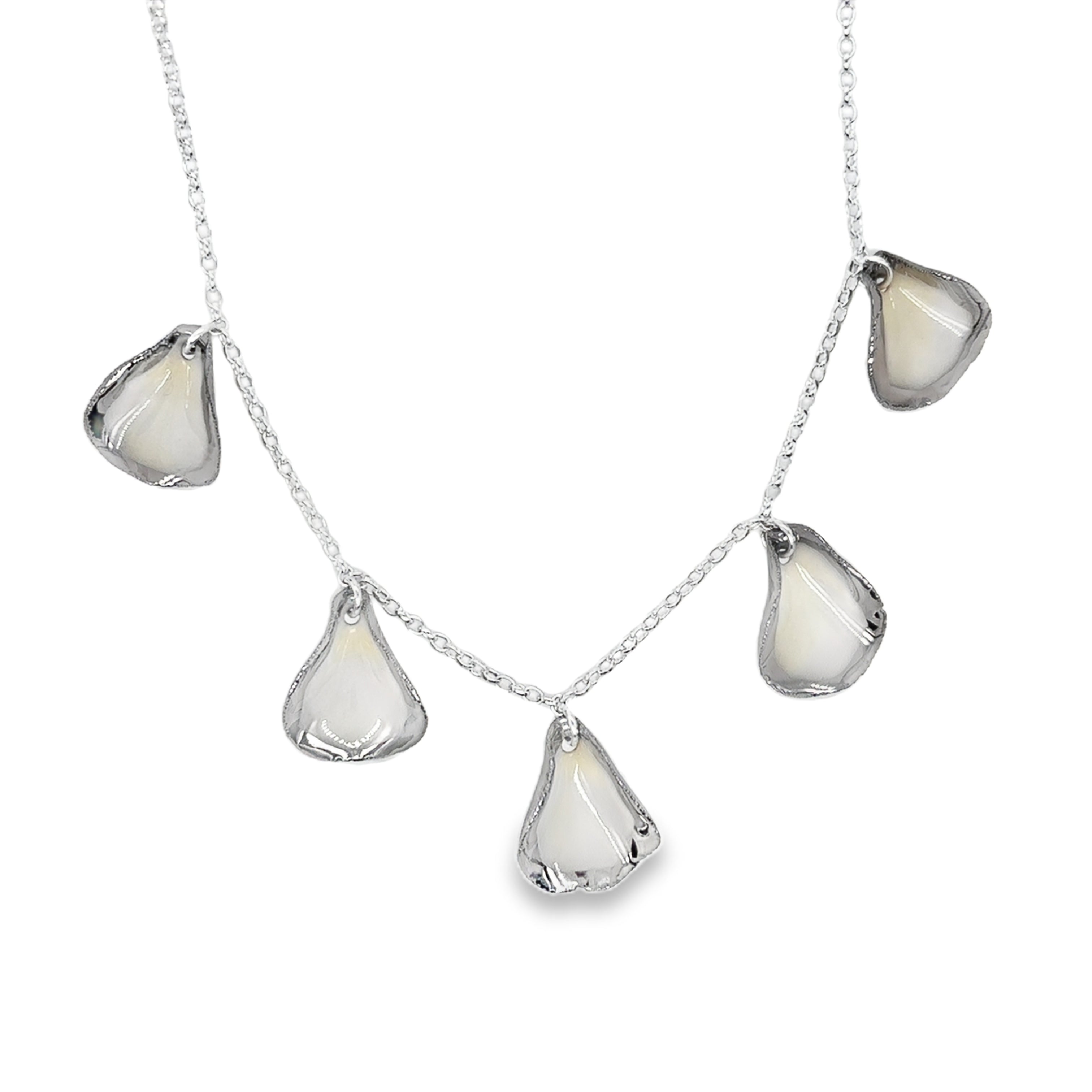Porcelain petals decorated with Platinum lustre Necklace