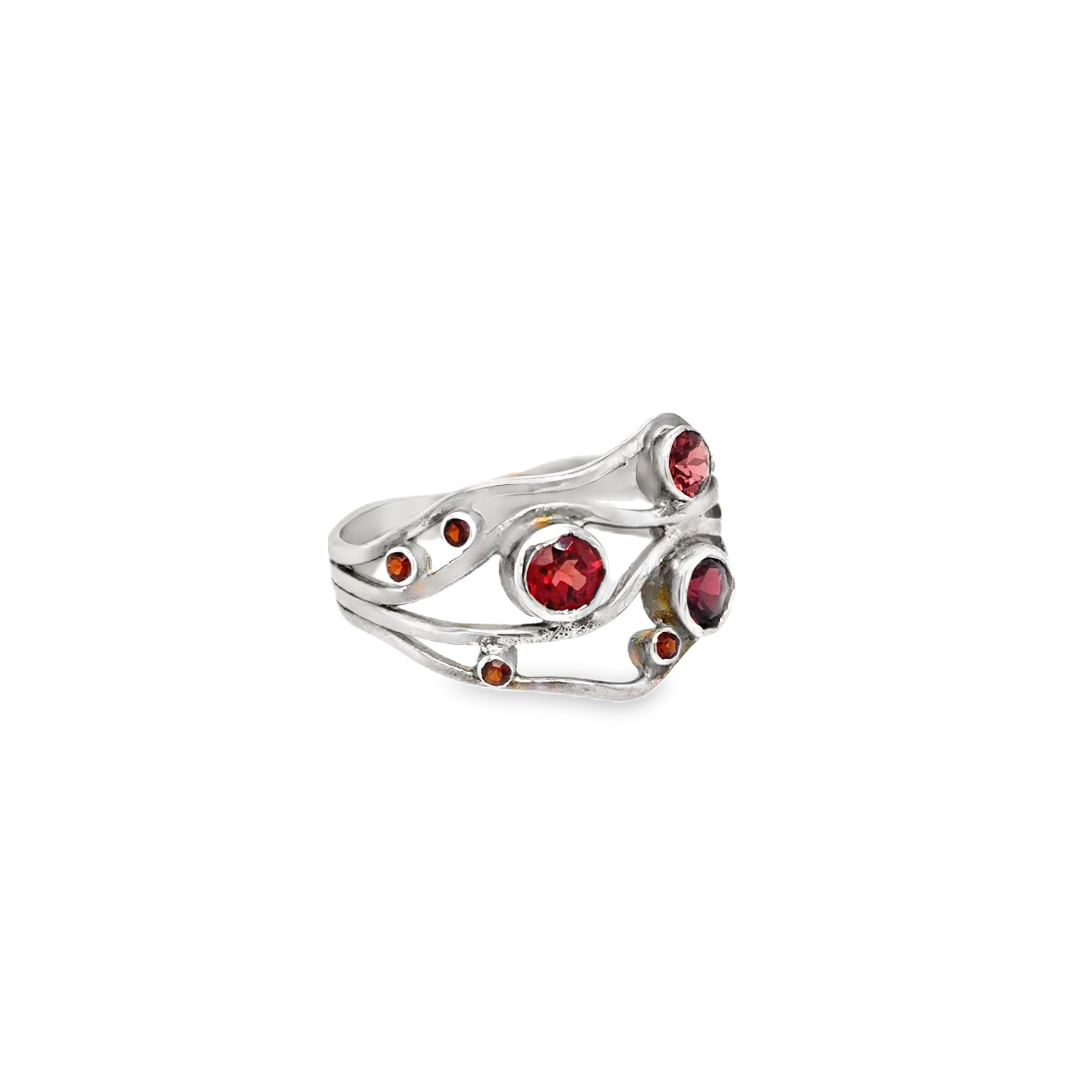 Amethyst facetted sterling silver dress ring