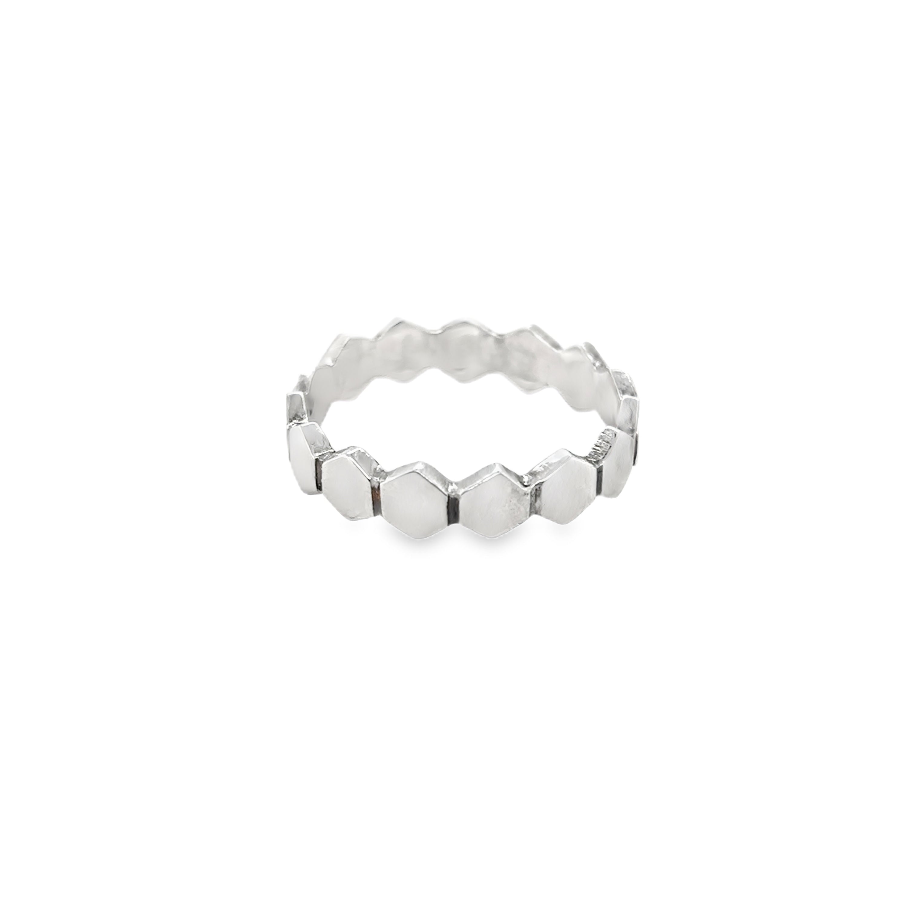 Honeycomb band in sterling silver Ring