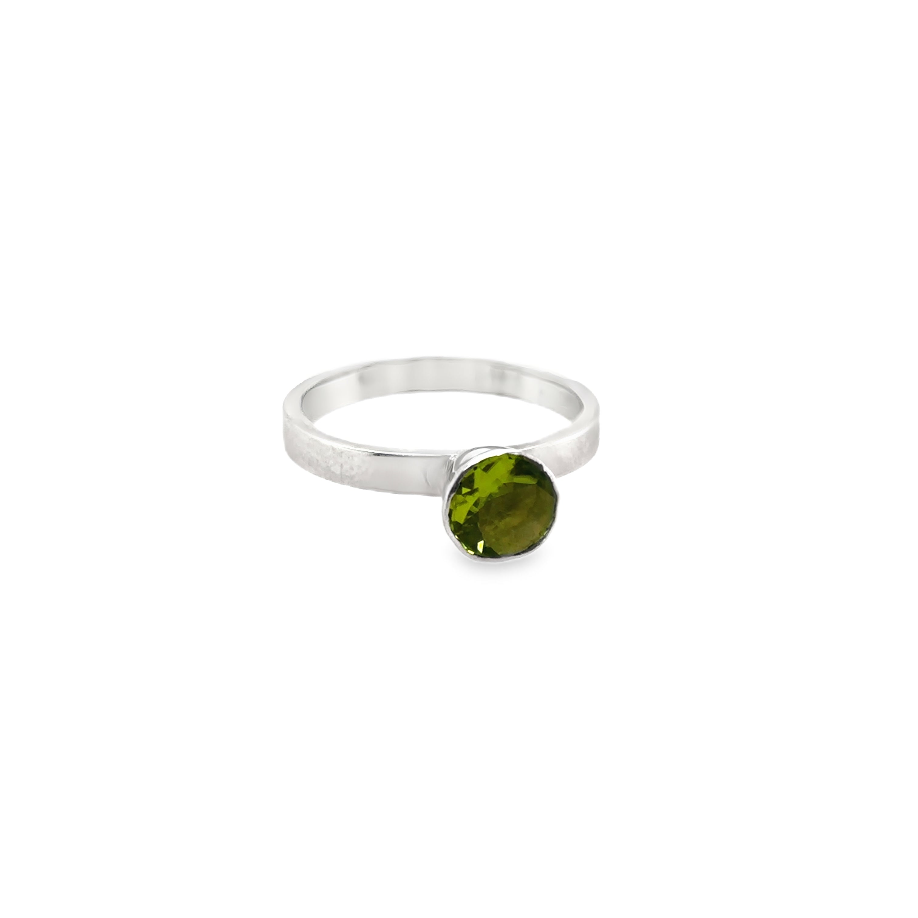 Peridot facetted sterling silver dress Ring
