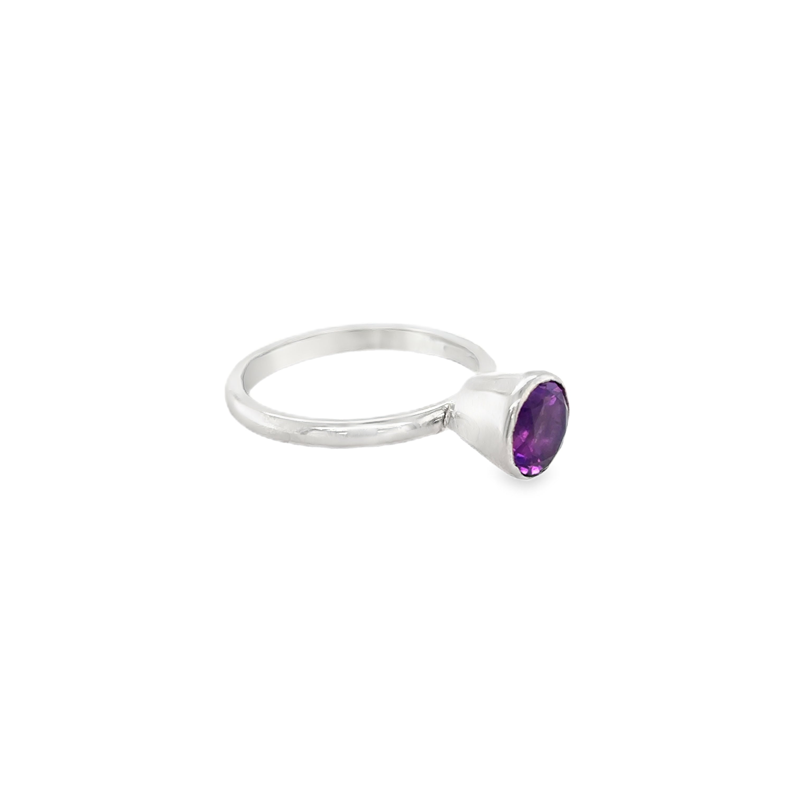 Amethyst facetted sterling silver dress Ring