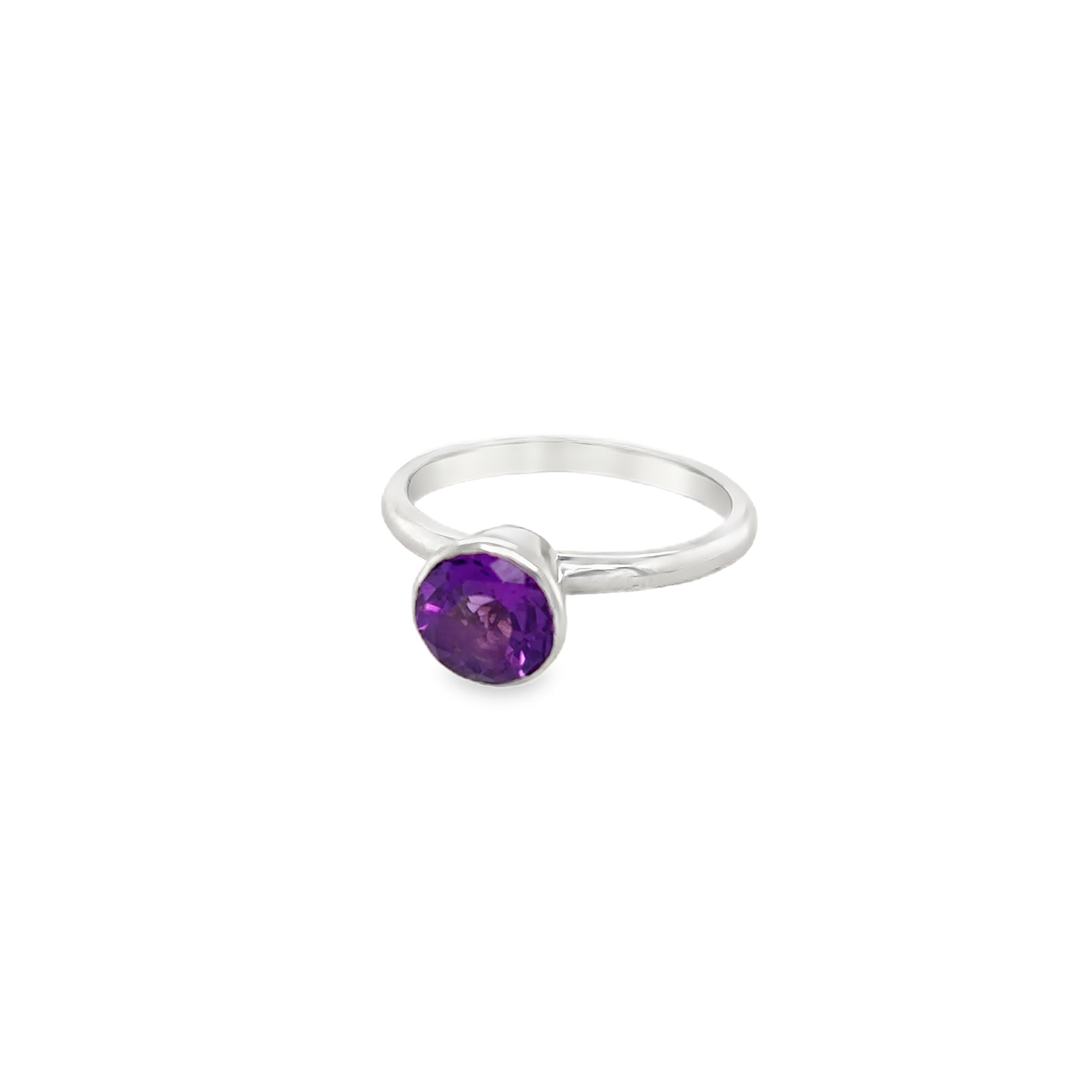 Amethyst facetted sterling silver dress Ring