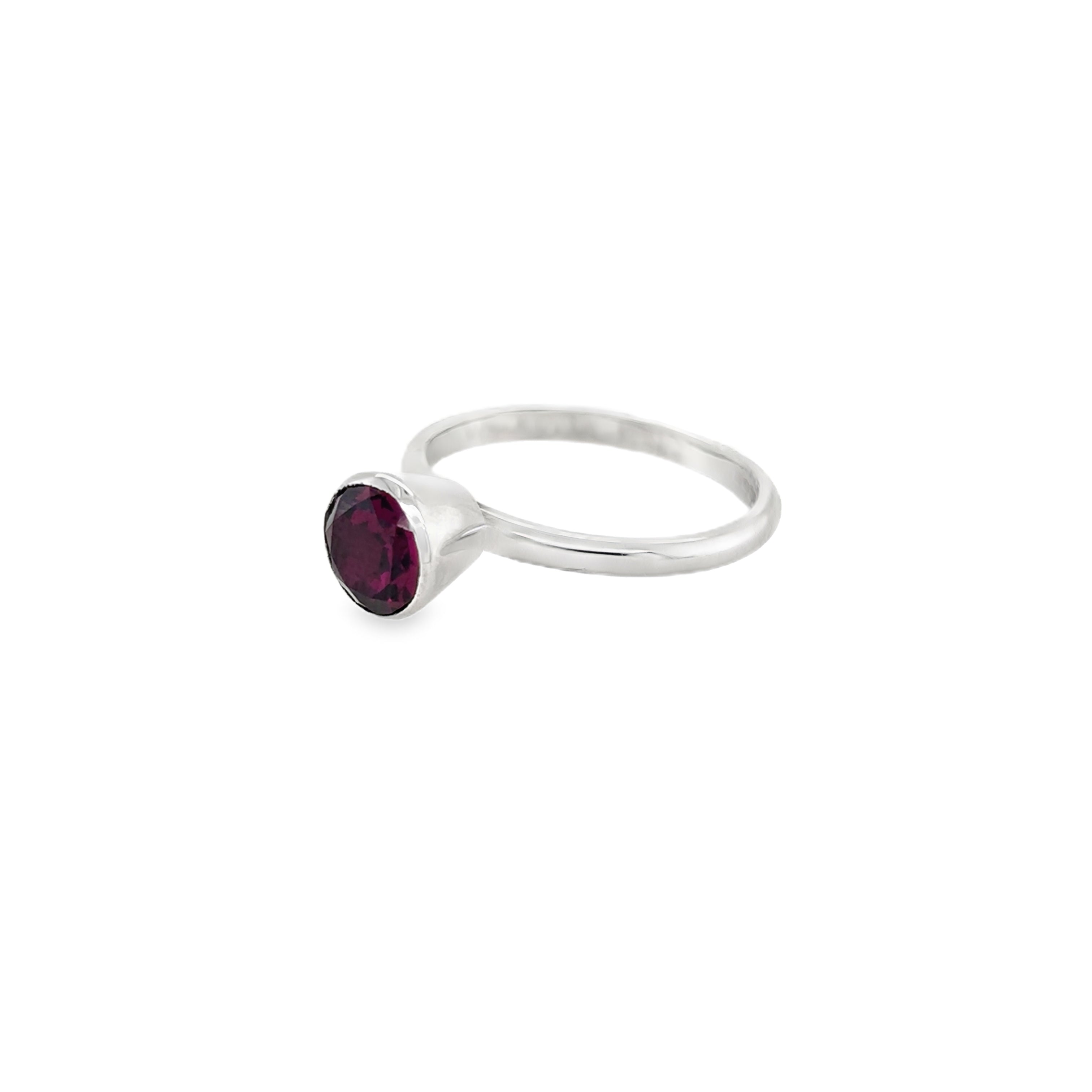 Rhodolite Garnet facetted sterling silver dress Ring