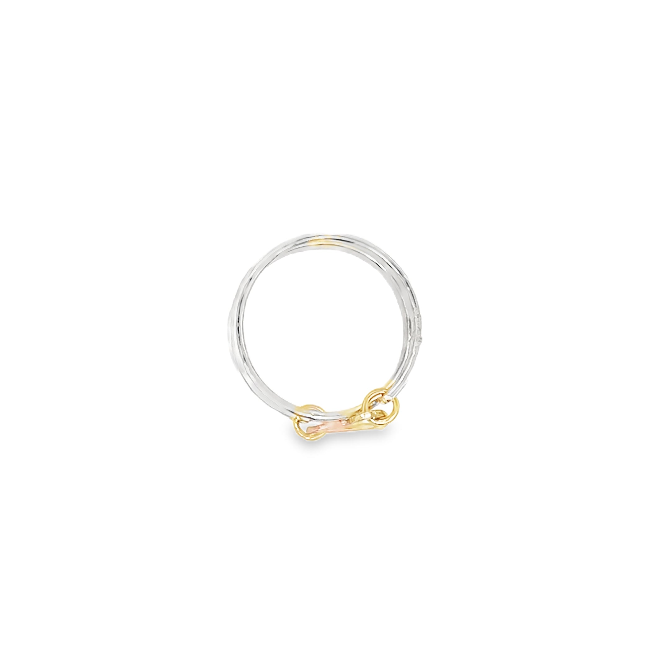 Hammered two spiral textured silver ring