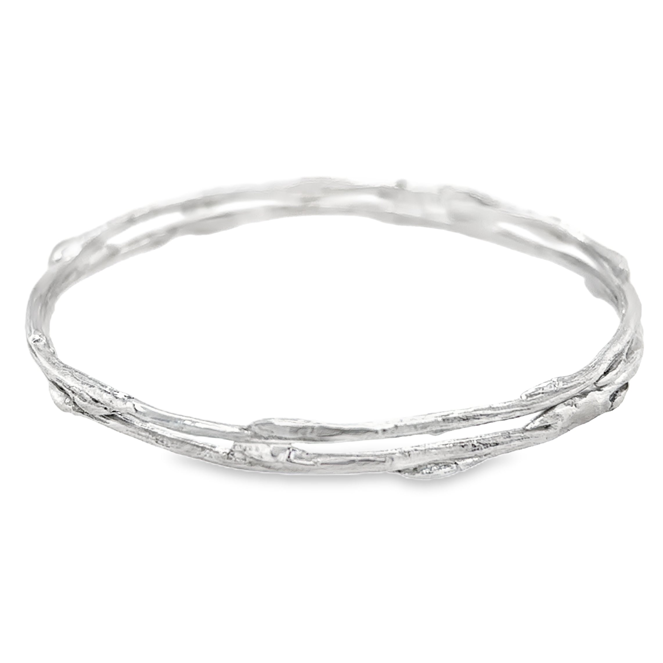 Double silver cast willow Bangle