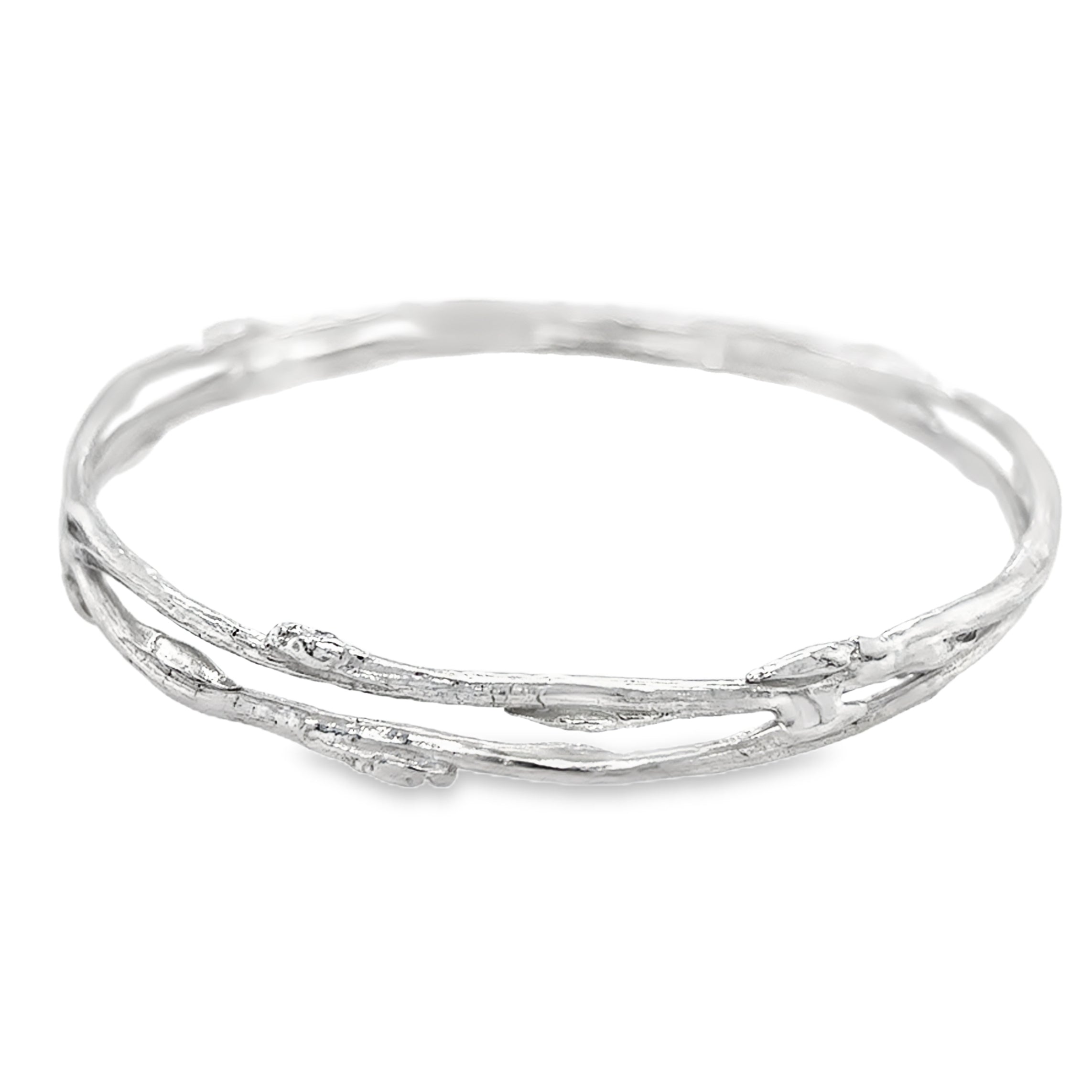 Double silver cast willow Bangle