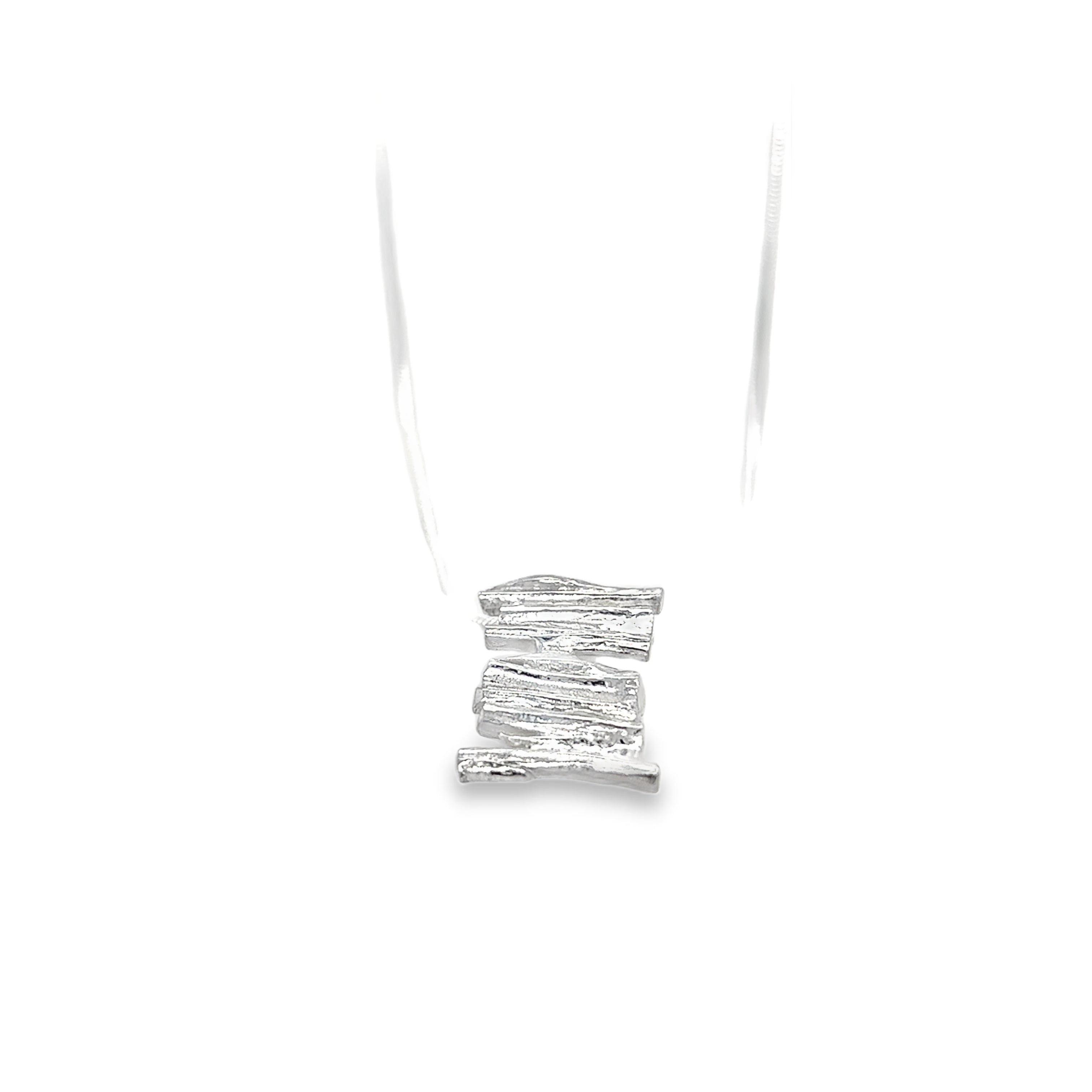 Stacked silver cast willow Necklace