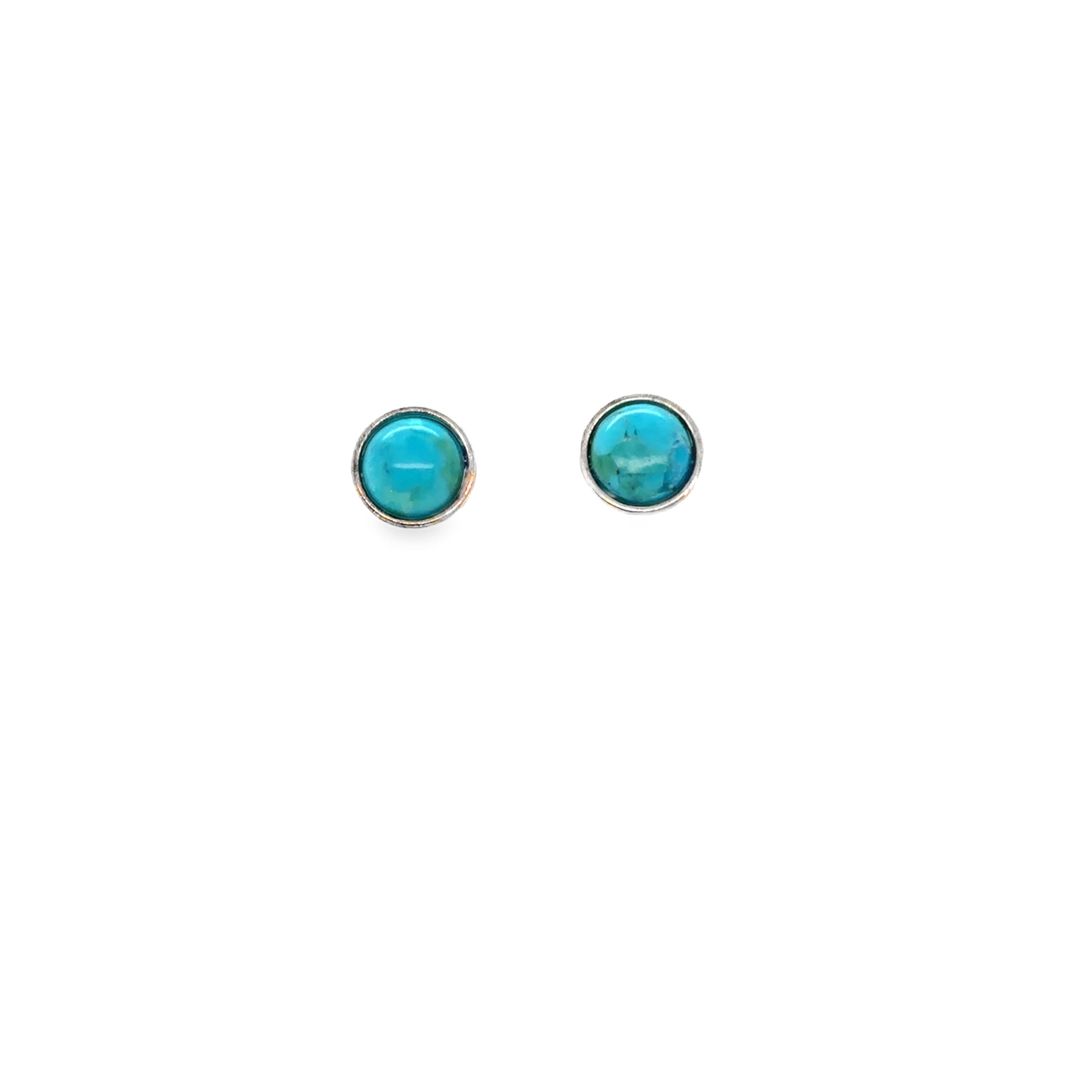 Pale turquoise cabochon silver stud earrings