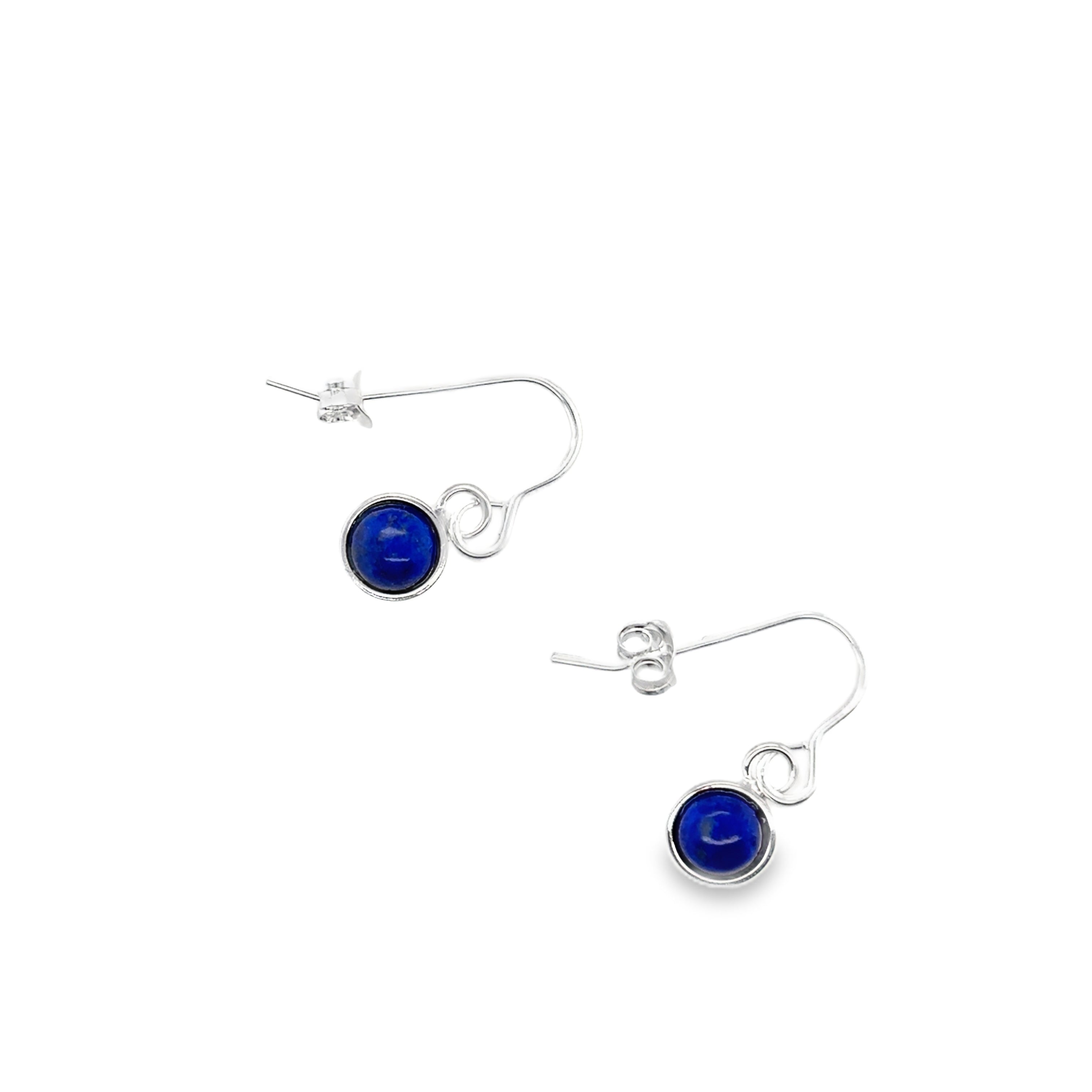 lapis lazuli cabochon silver stud earrings