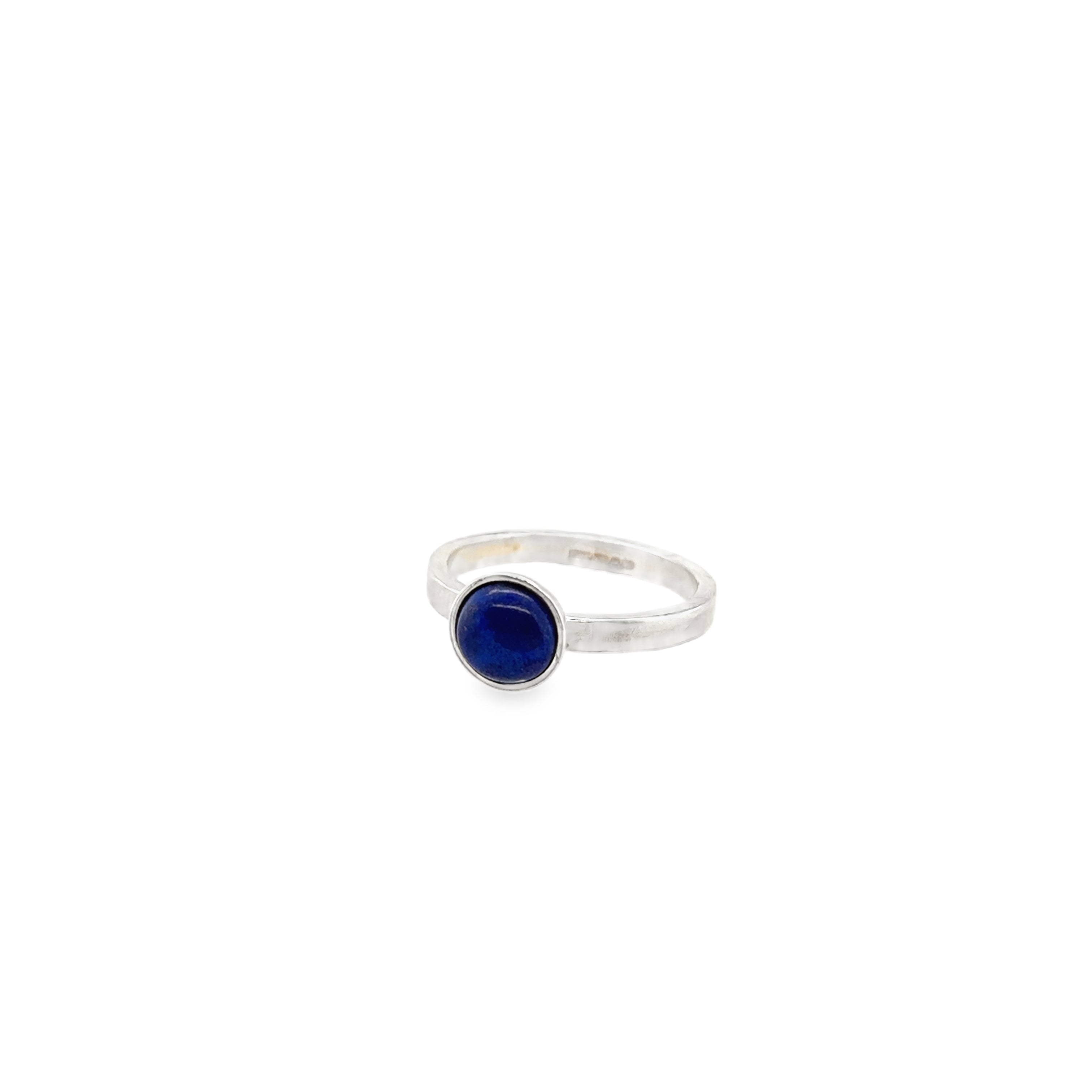 lapis lazuli cabochon Silver flat profile Ring