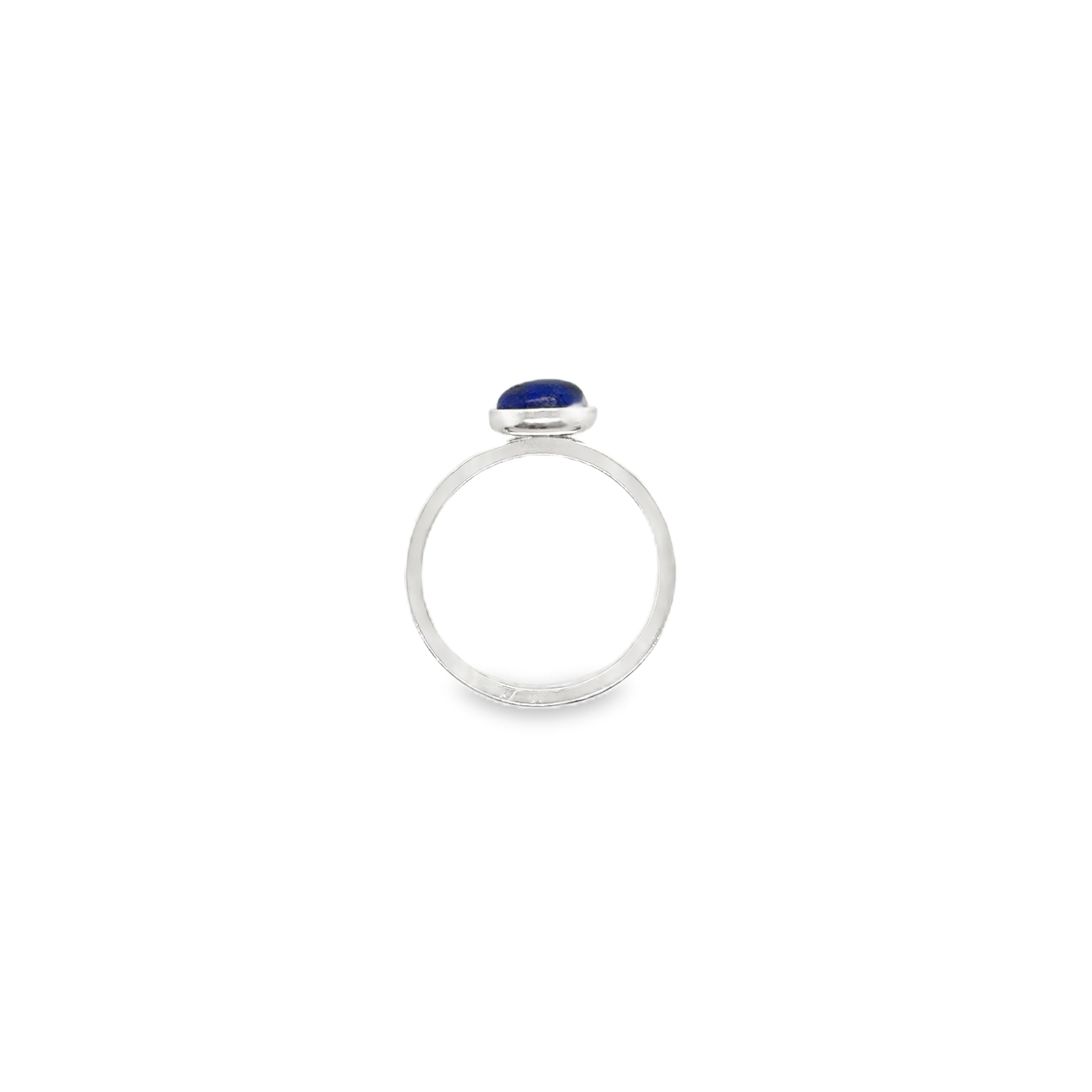 lapis lazuli cabochon Silver flat profile Ring