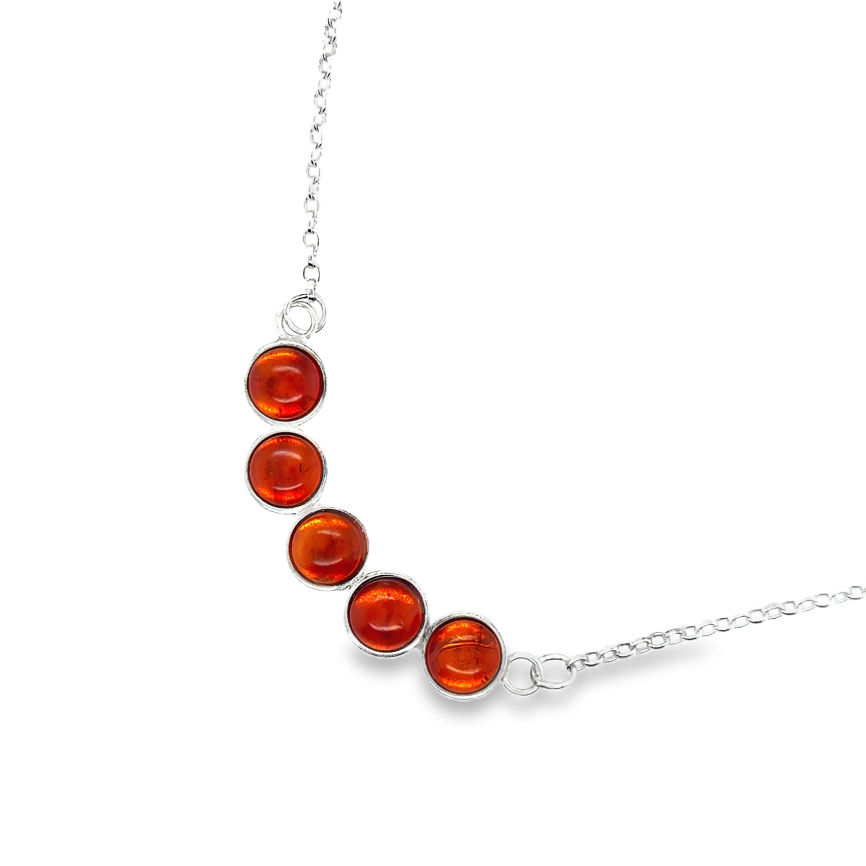 Three Amber cabochon Necklace