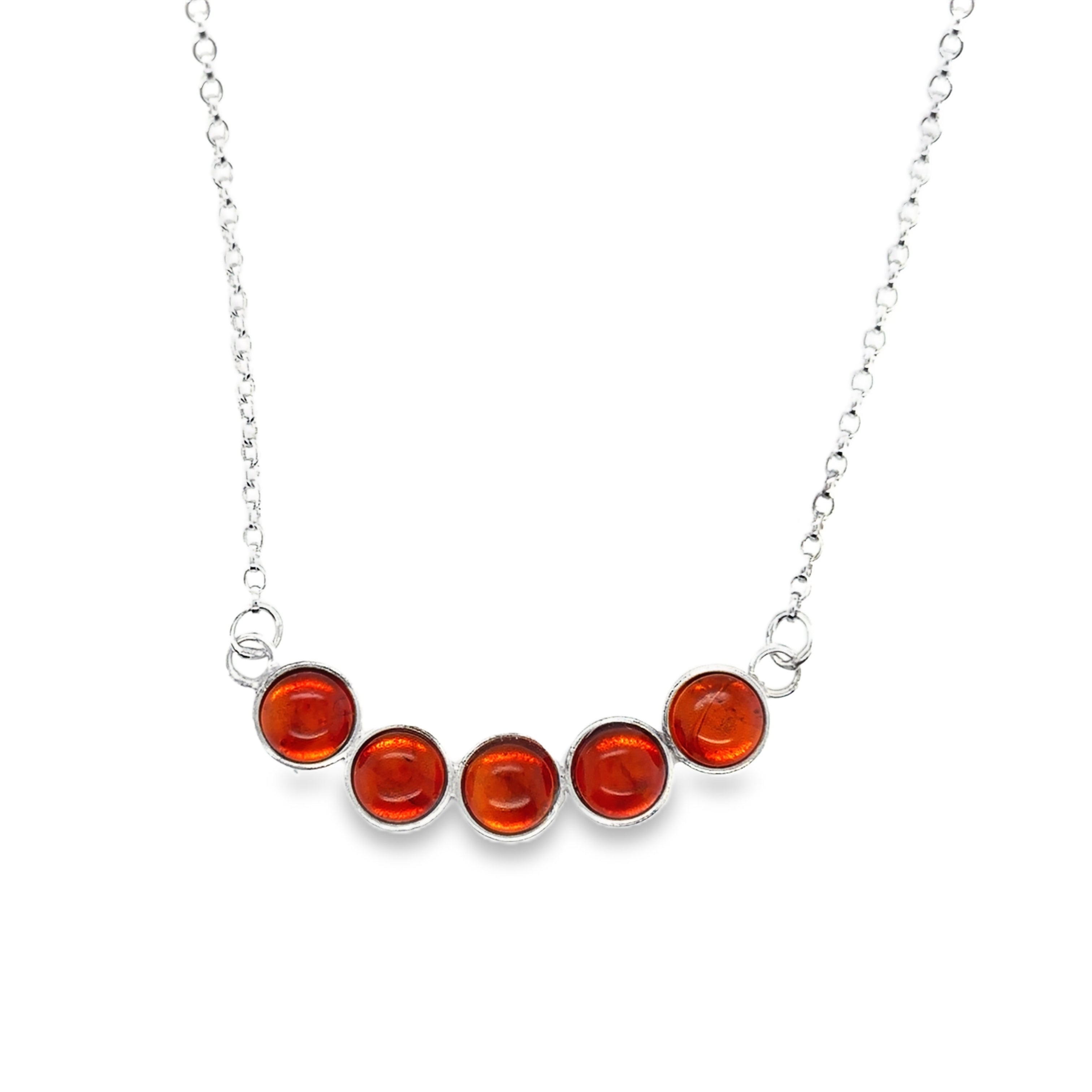 Three Amber cabochon Necklace