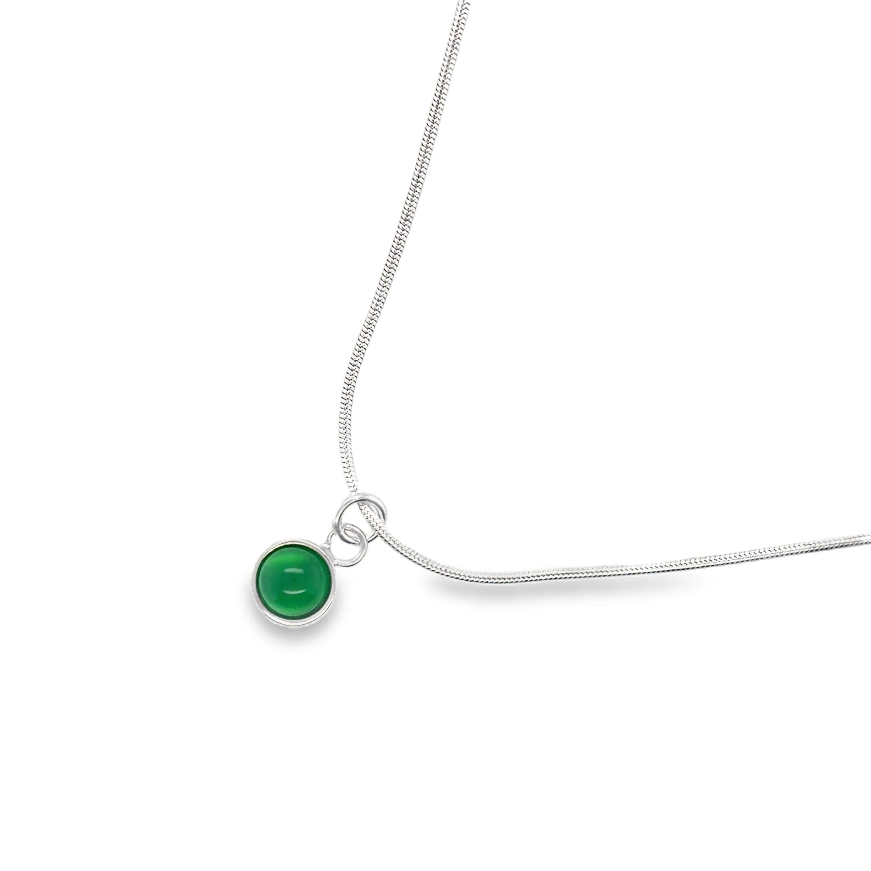 Green onyx cabochon Sterling Silver Necklace