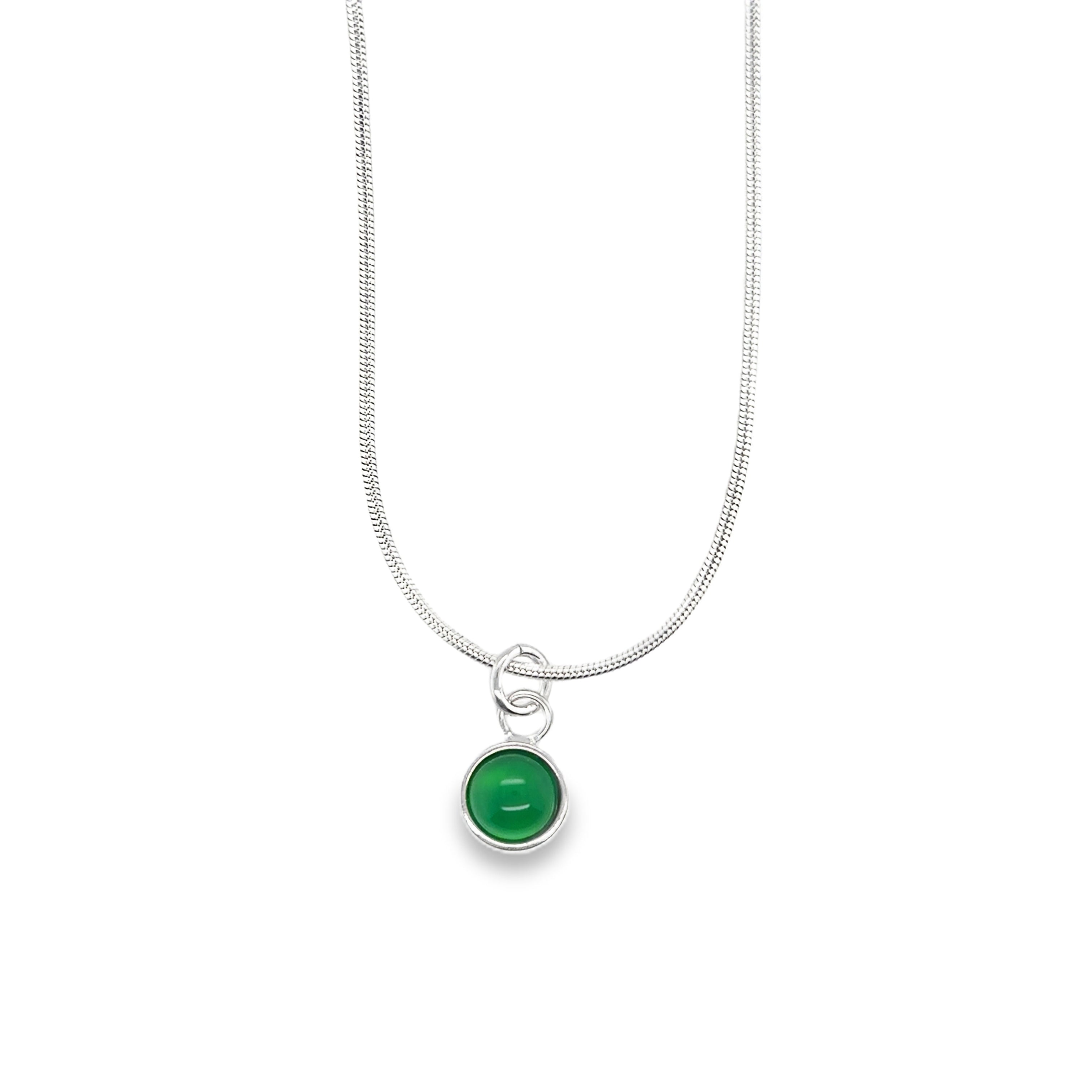 Green onyx cabochon Sterling Silver Necklace