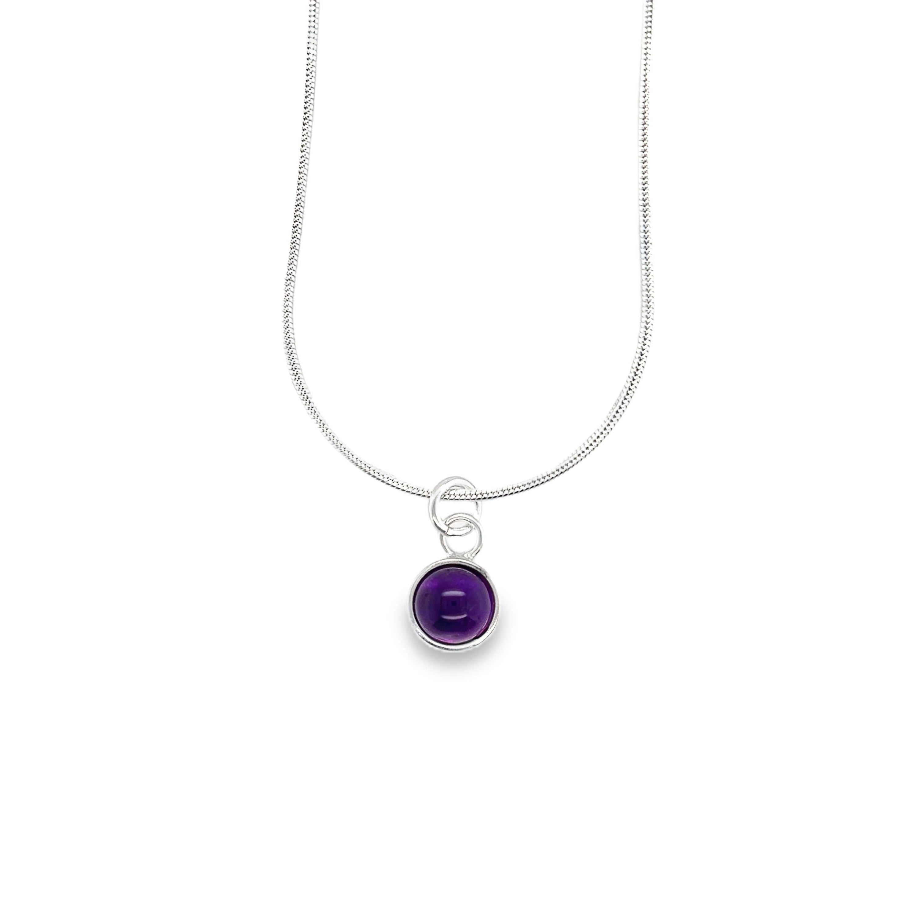 Dark amethyst cabochon Sterling Silver Necklace