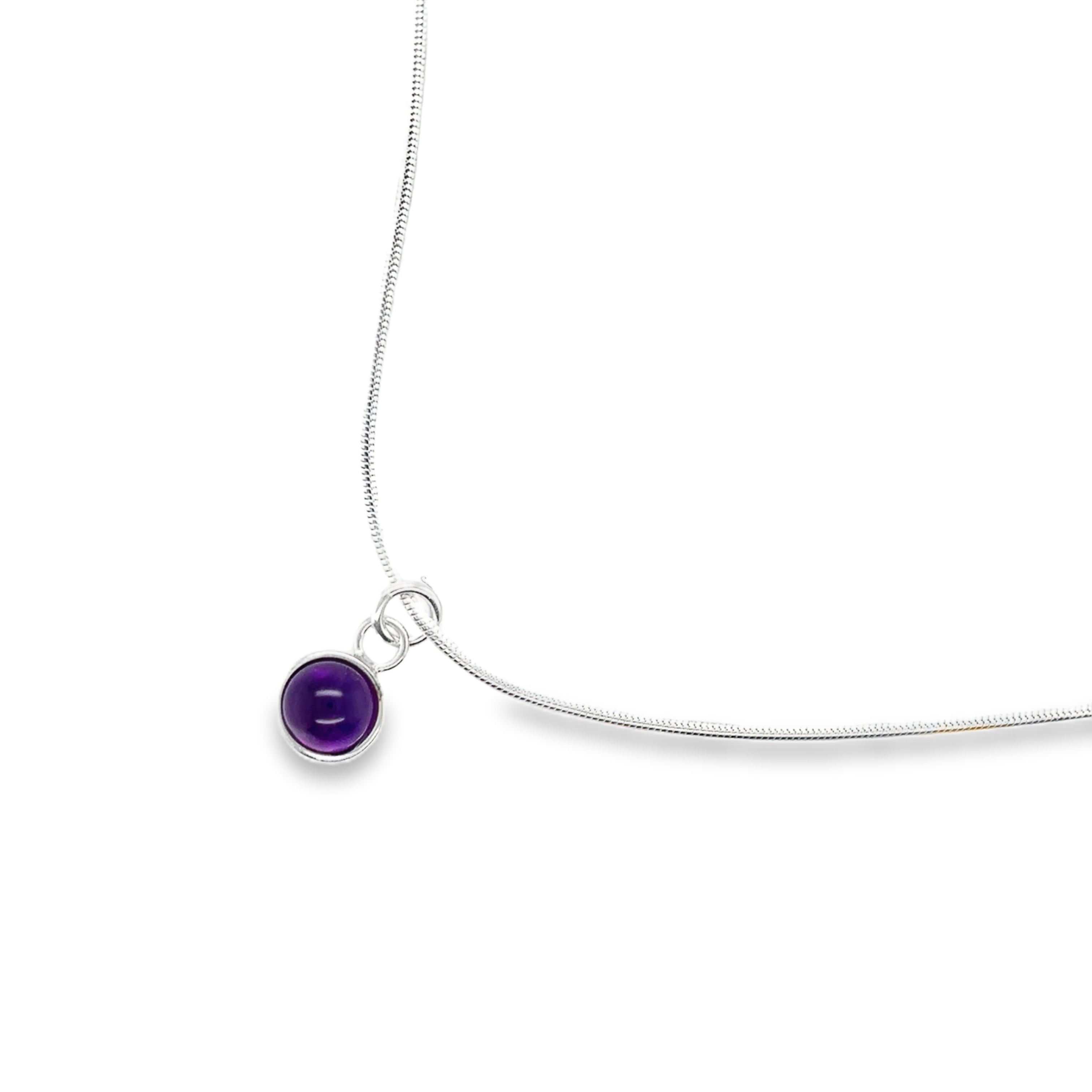 Dark amethyst cabochon Sterling Silver Necklace