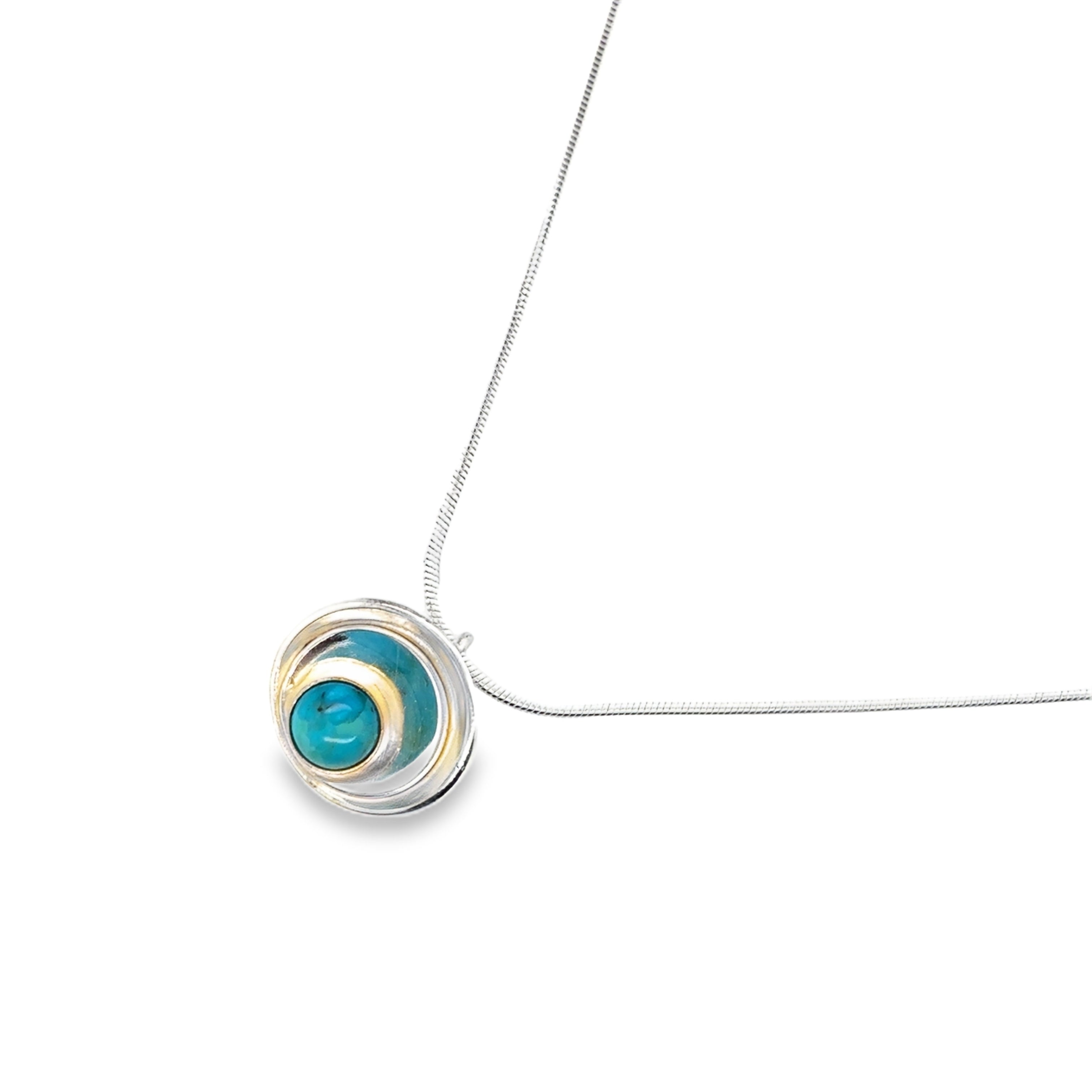 Pale turquoise cabochon Sterling Silver Necklace