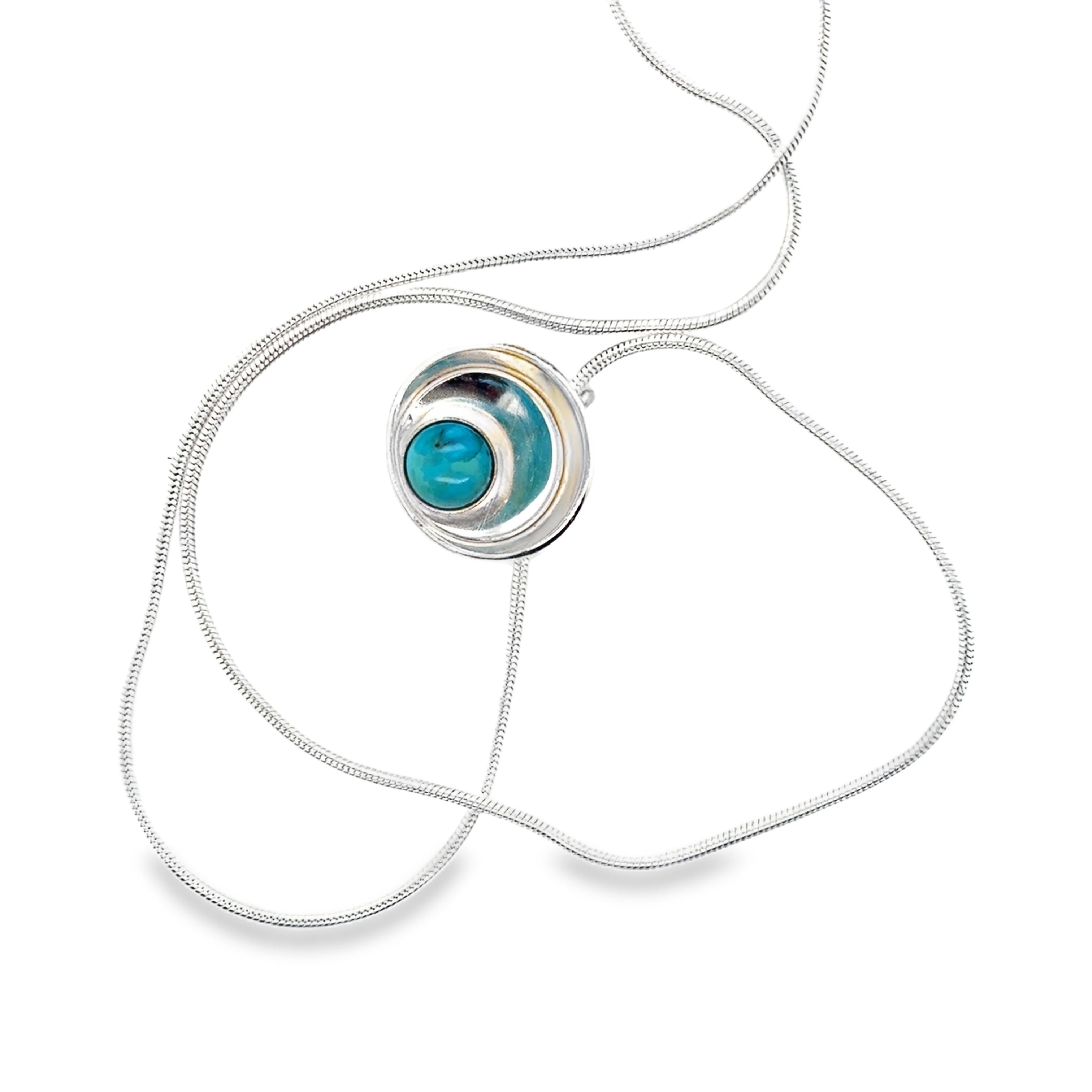 Pale turquoise cabochon Sterling Silver Necklace