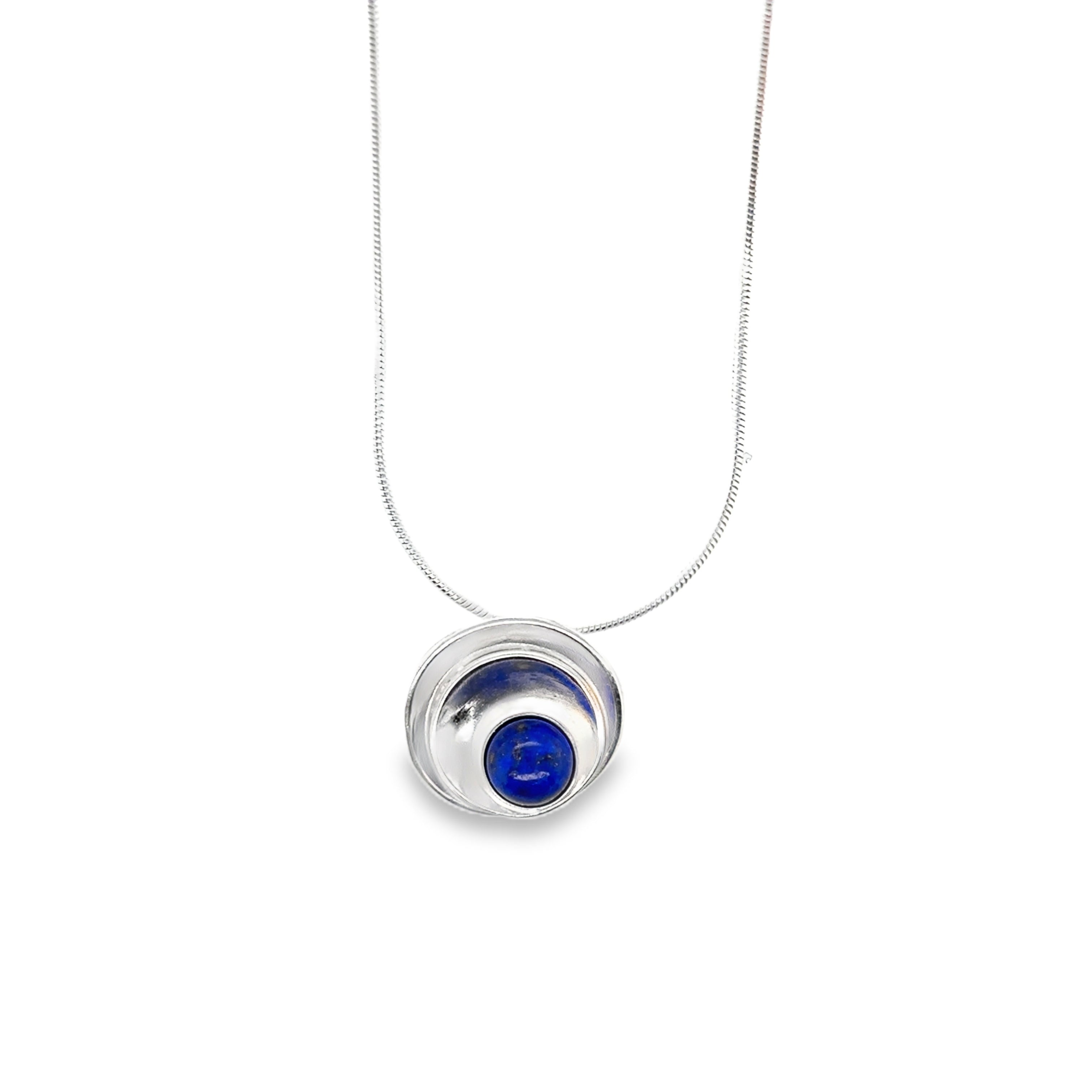 lapis lazuli cabochon Sterling Silver Necklace