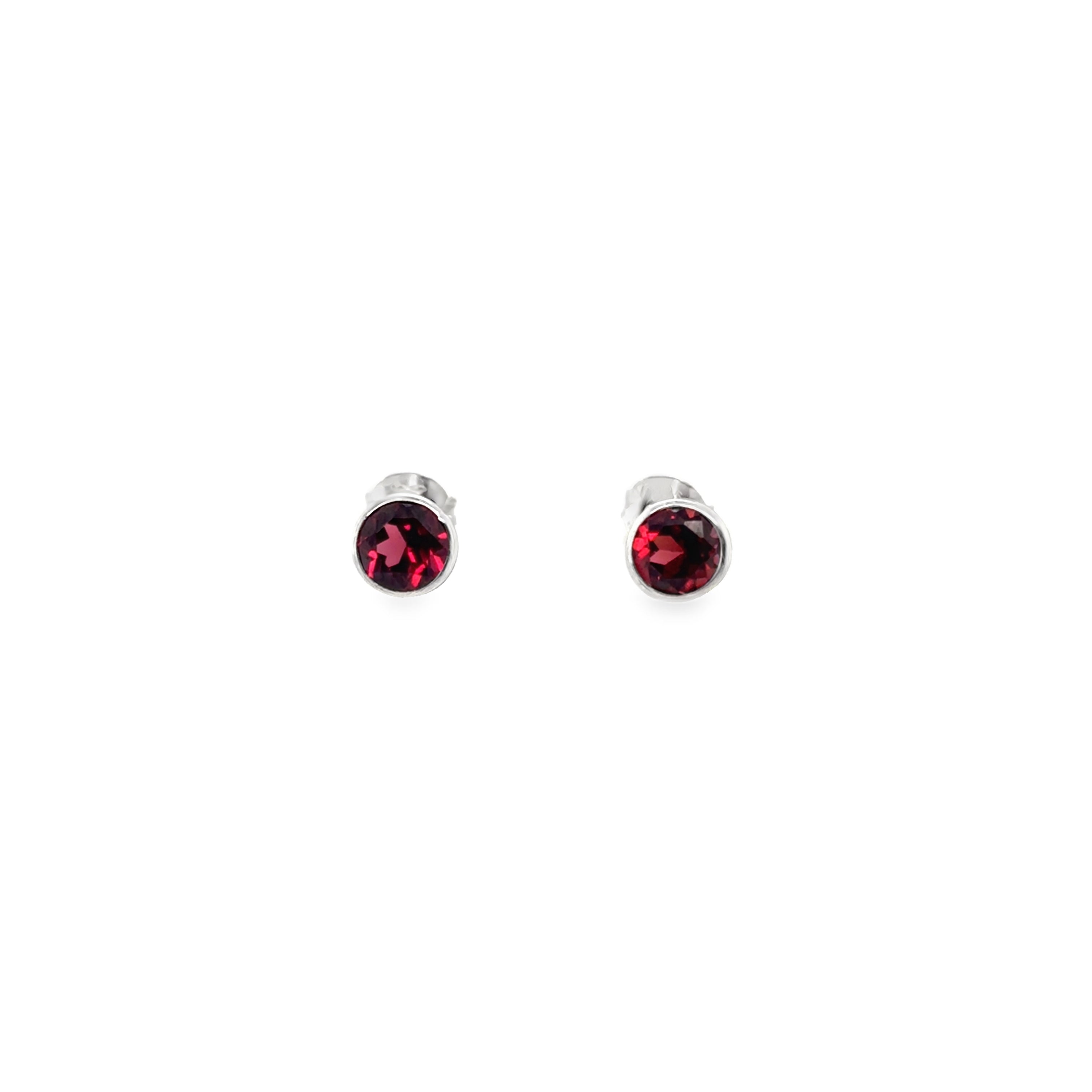 Red peridot silver Stud earrings