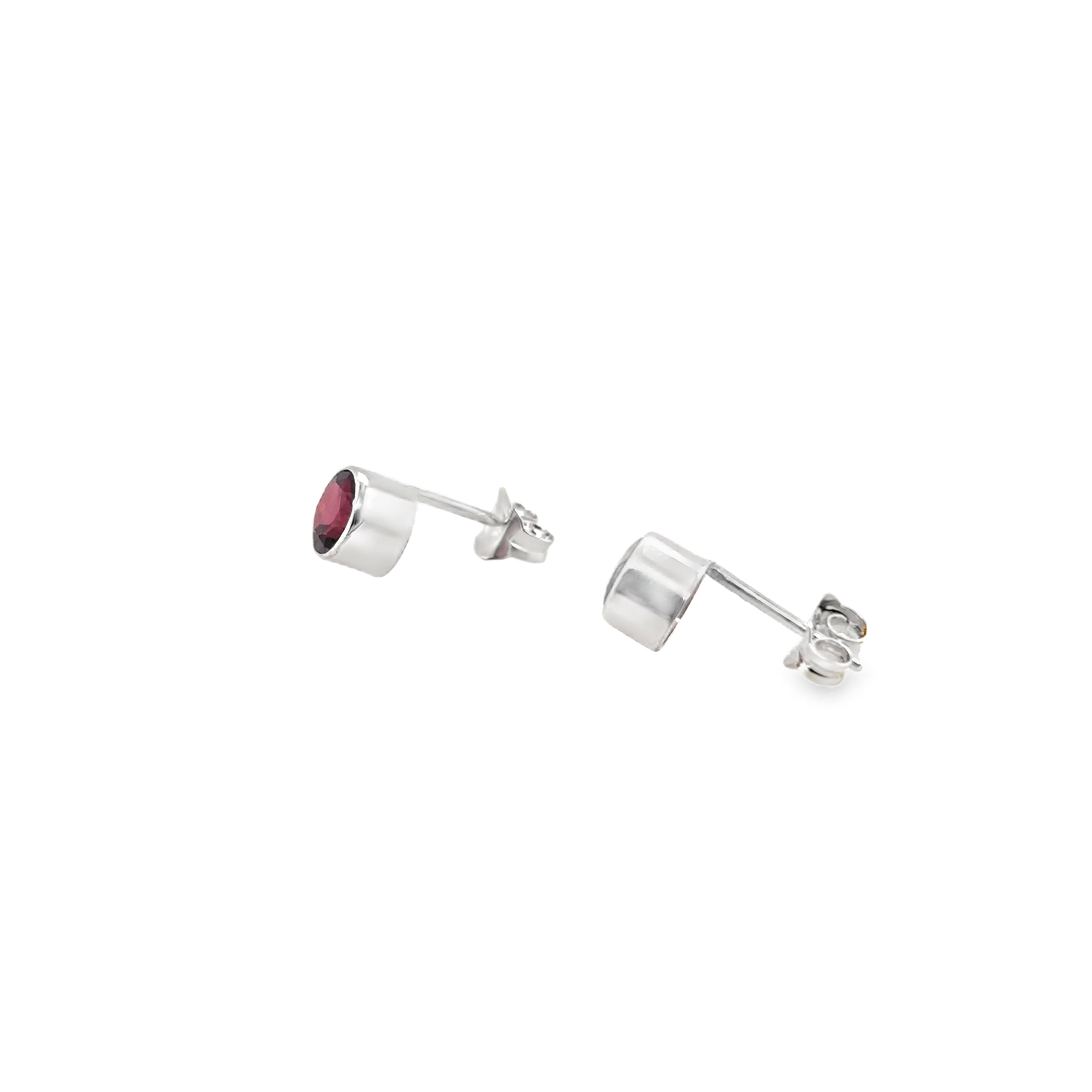 Red peridot silver Stud earrings