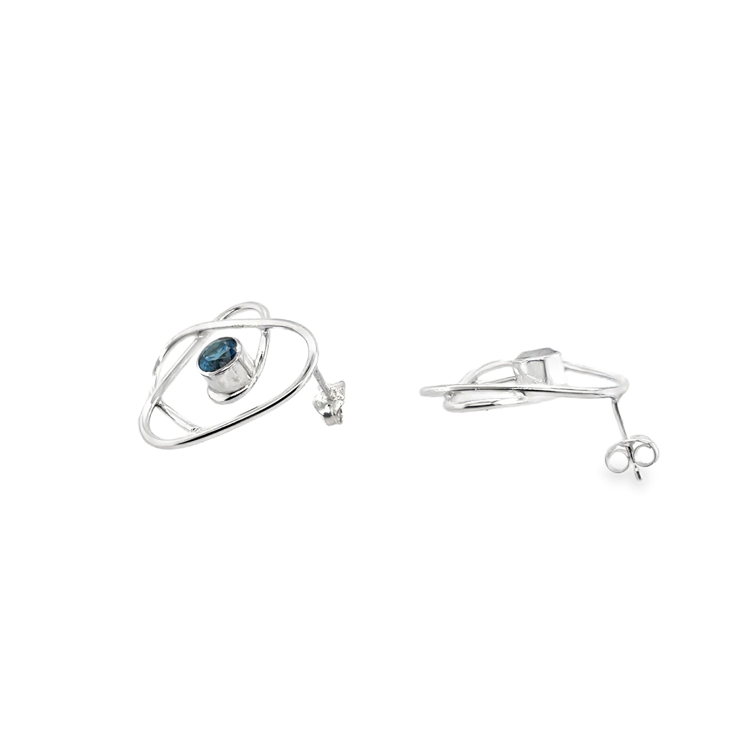 Blue topaz stone silver Stud Earrings