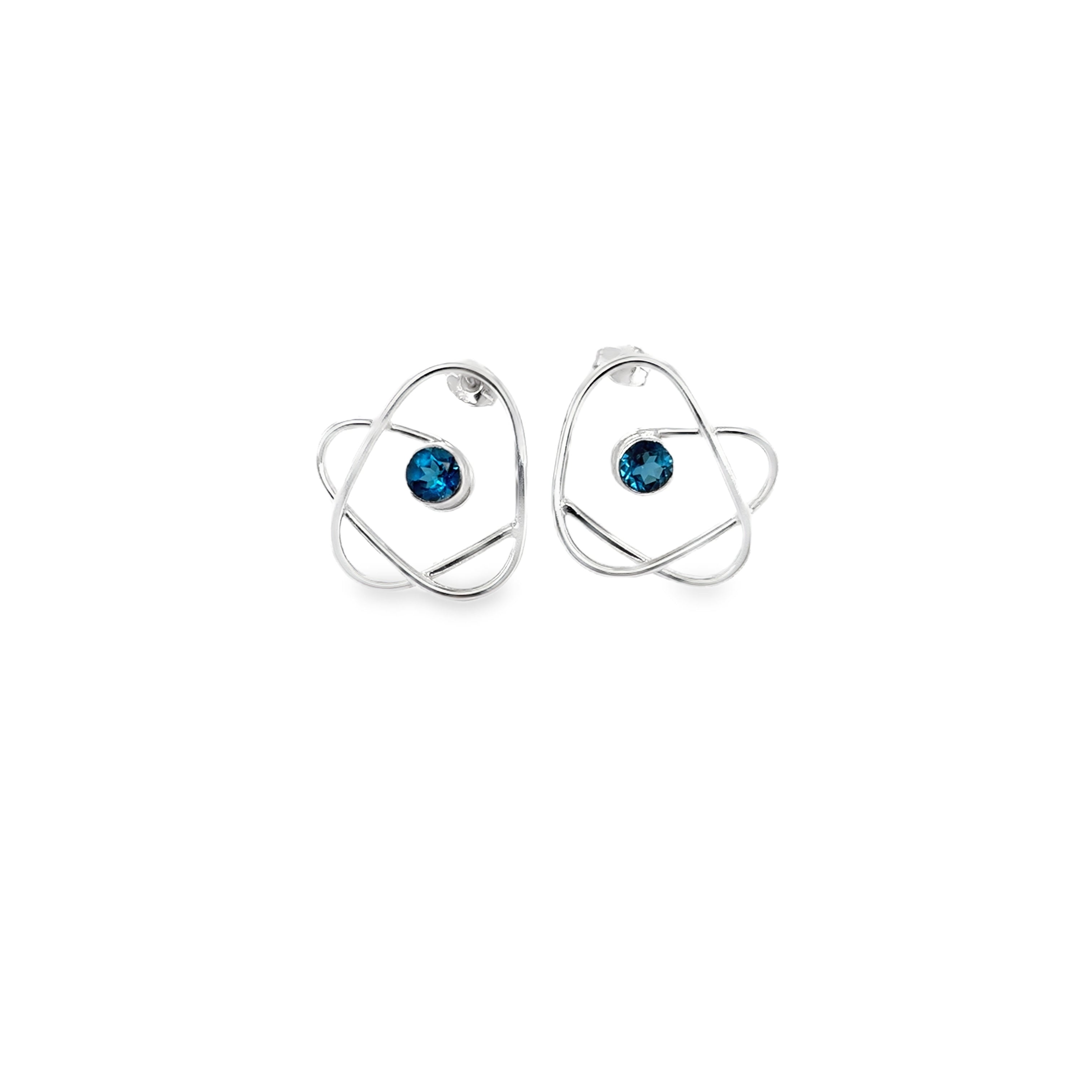 Blue topaz stone silver Stud Earrings