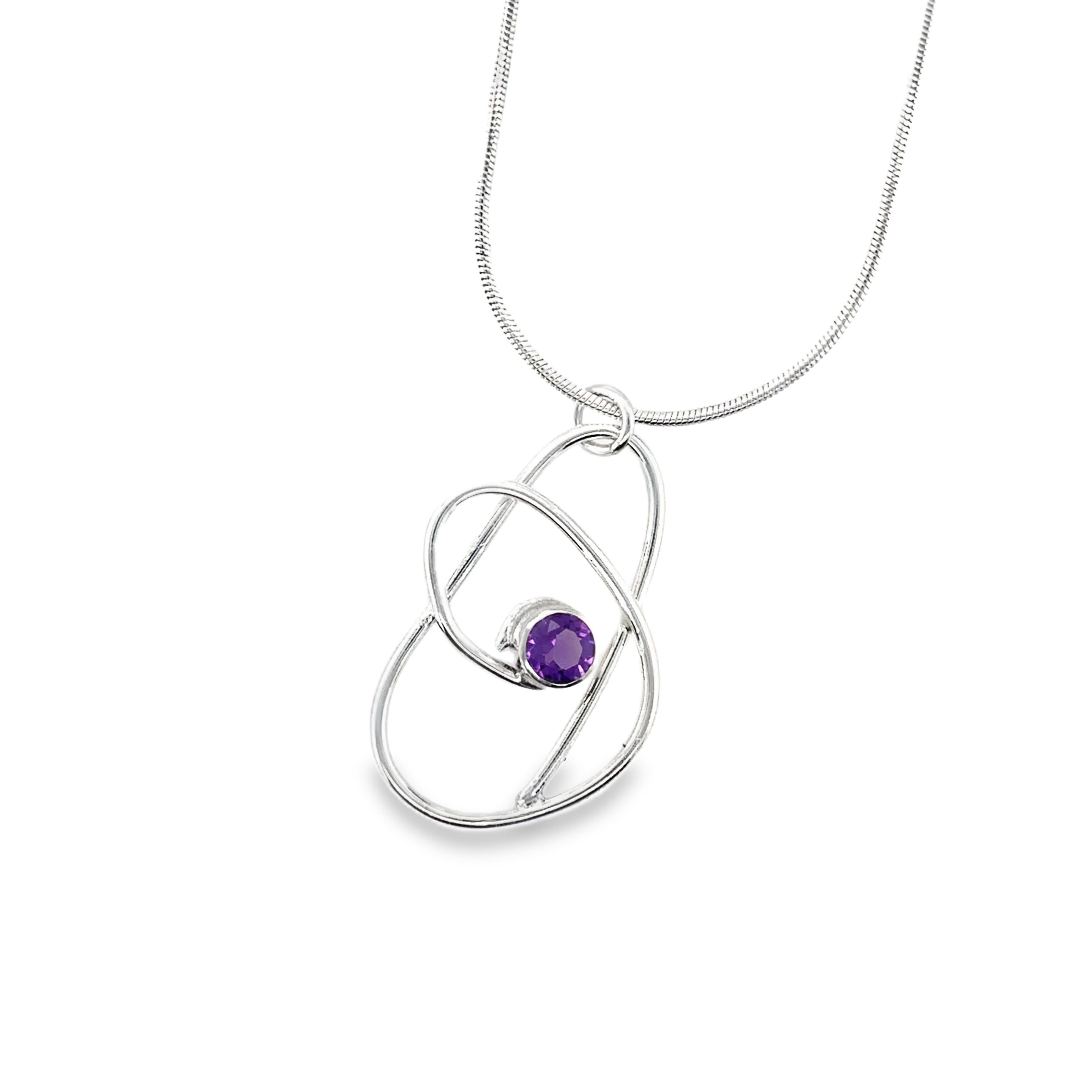 Faceted Amethyst Sterling Silver Necklace