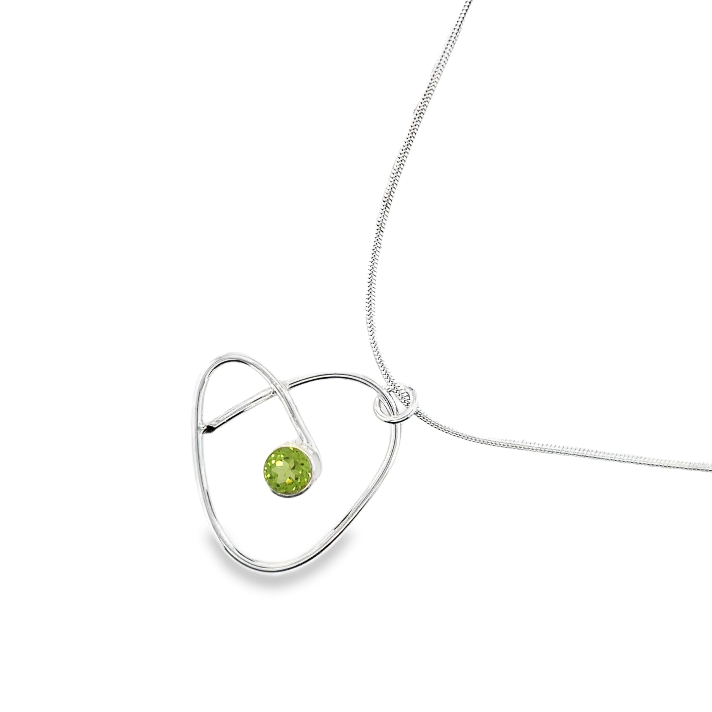 Faceted Peridot Sterling Silver Necklace